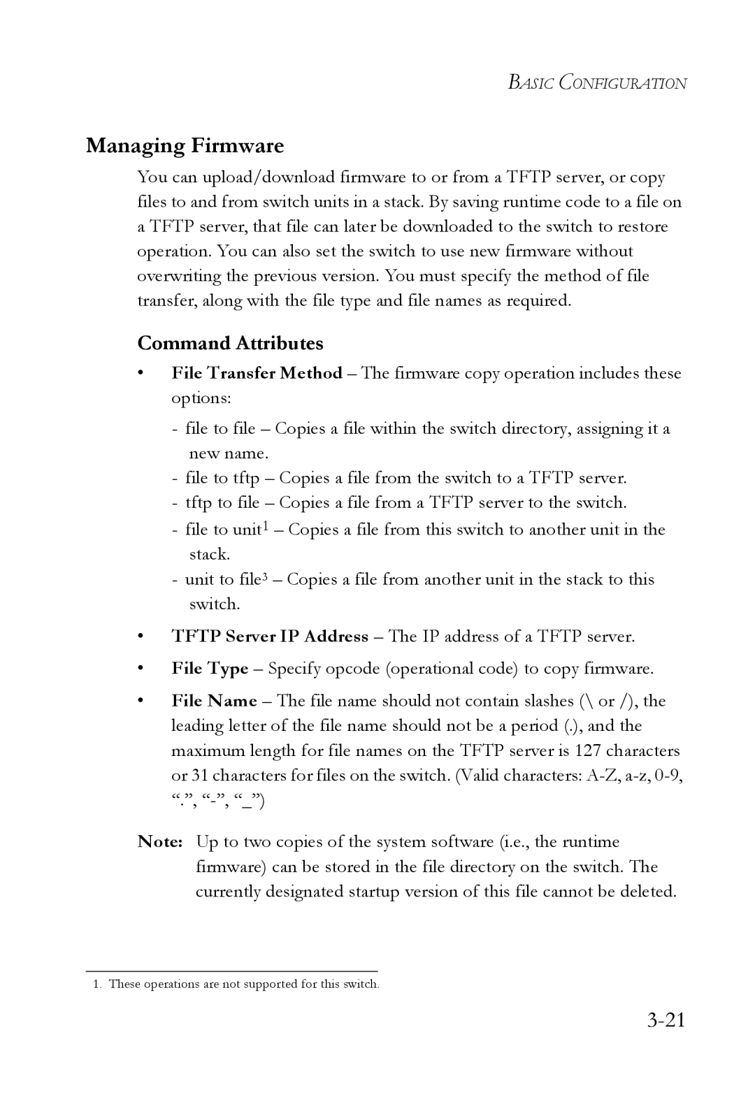 SMC Networks SMC6752AL2 manual Managing Firmware, Command Attributes 