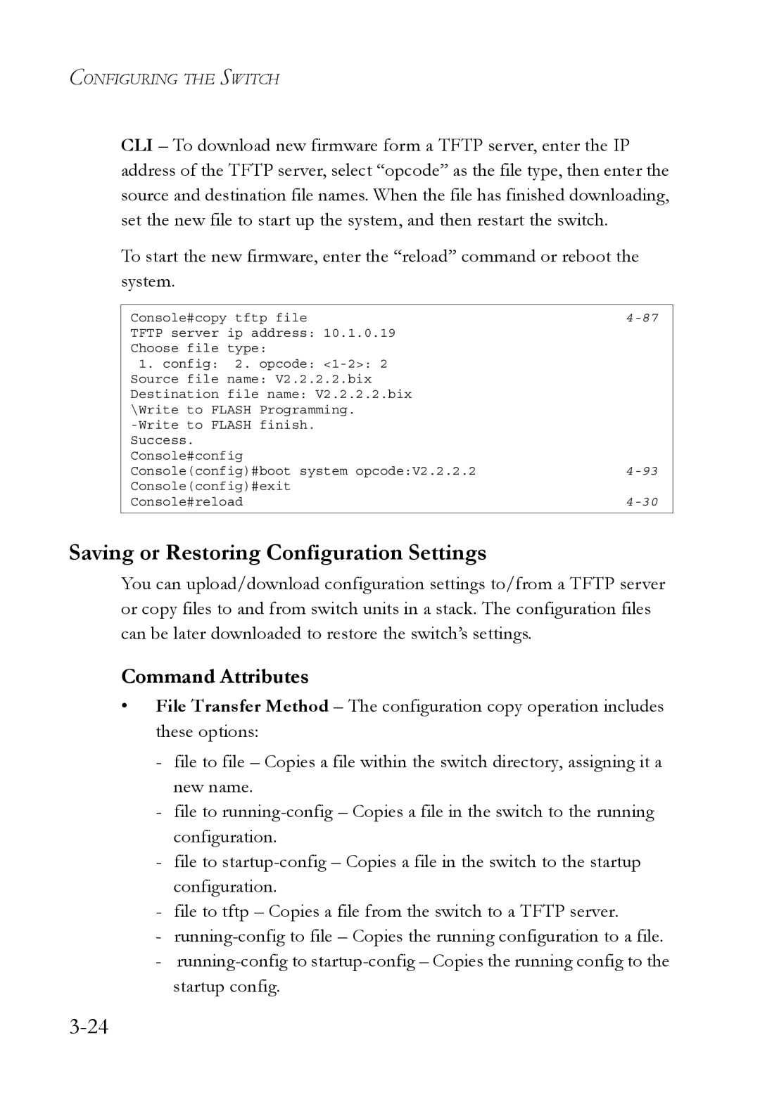 SMC Networks SMC6752AL2 manual Saving or Restoring Configuration Settings, Command Attributes 