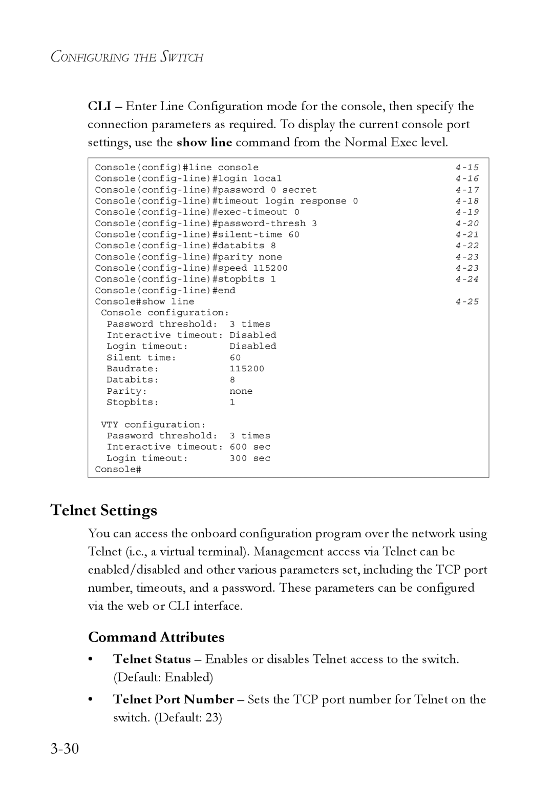 SMC Networks SMC6752AL2 manual Telnet Settings 