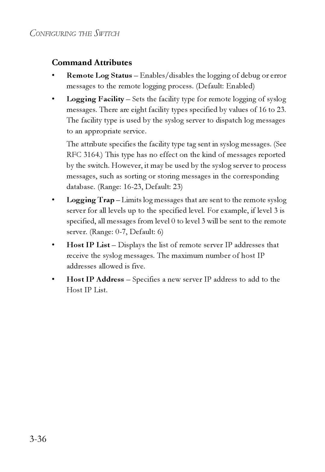 SMC Networks SMC6752AL2 manual Command Attributes 