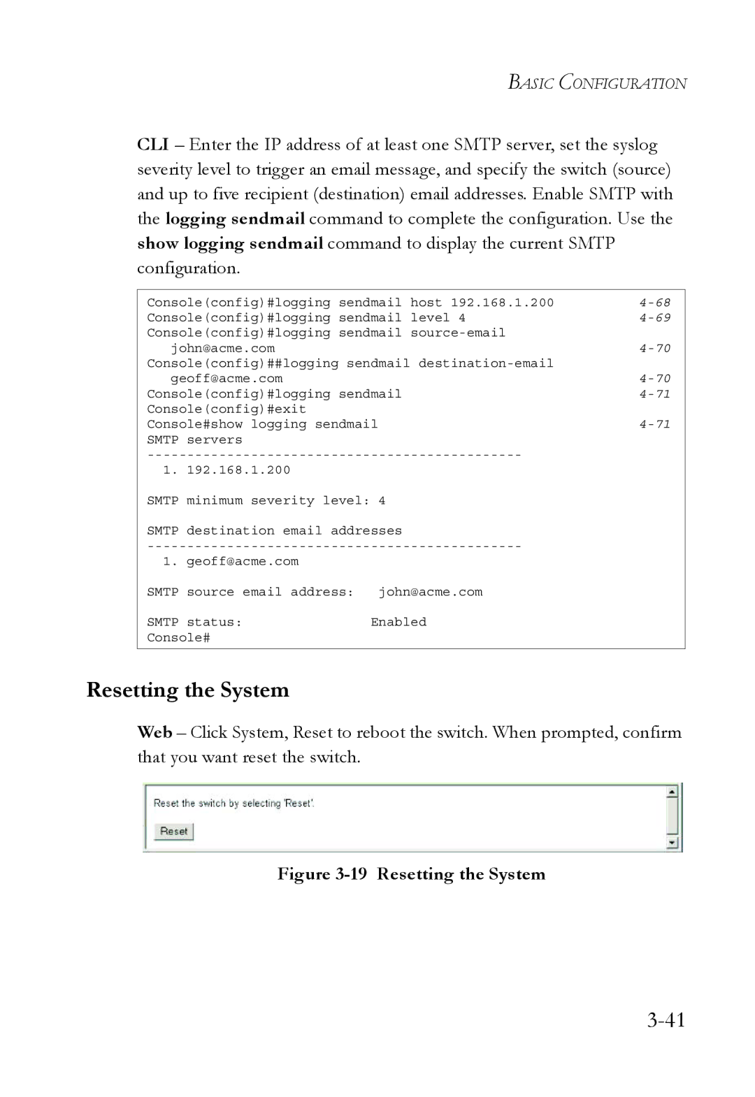 SMC Networks SMC6752AL2 manual Resetting the System 