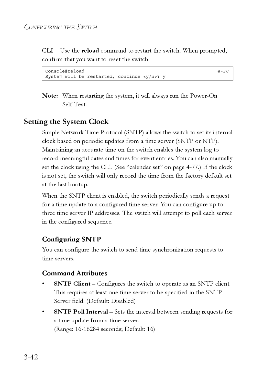 SMC Networks SMC6752AL2 manual Setting the System Clock, Configuring Sntp 