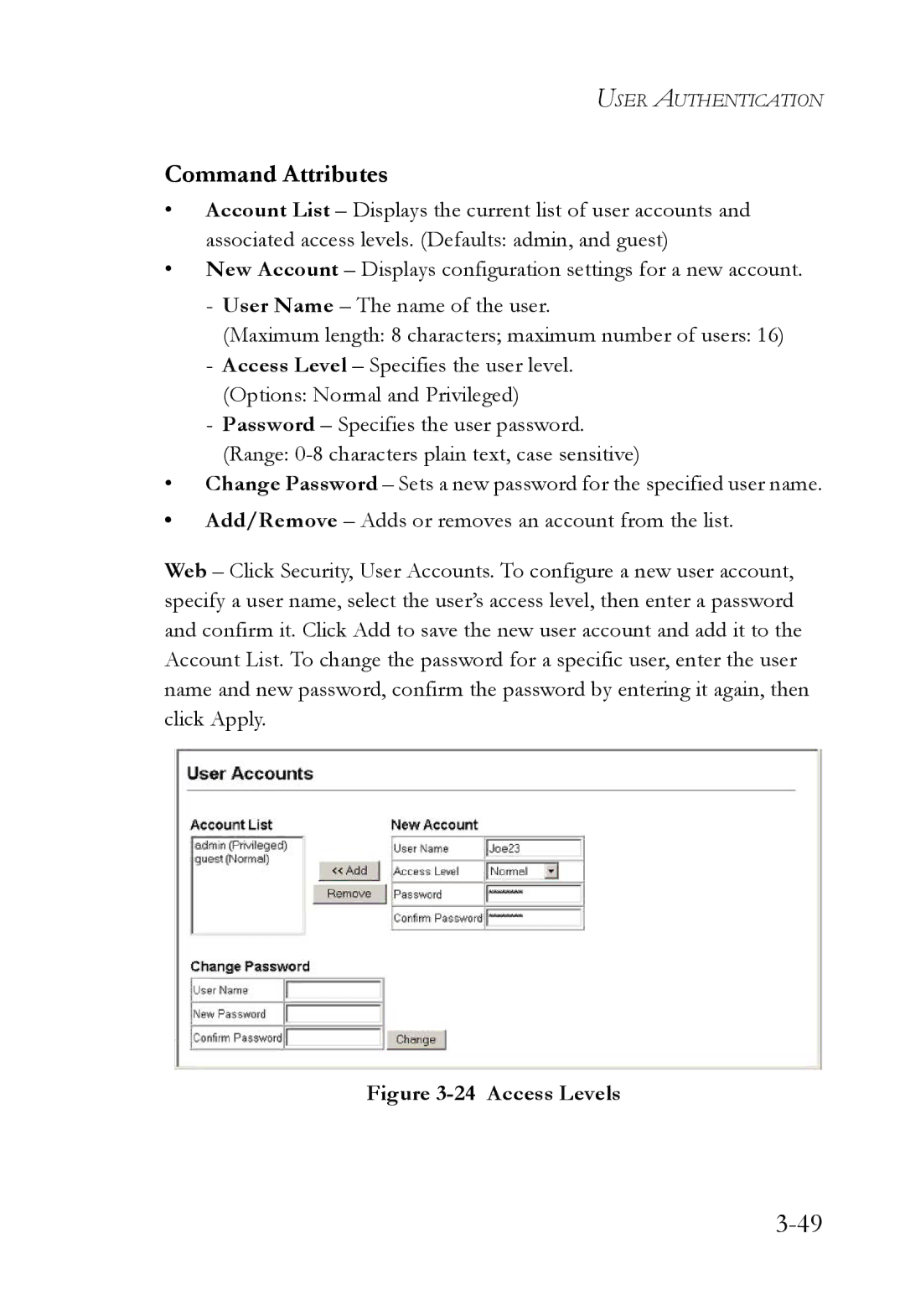 SMC Networks SMC6752AL2 manual Access Levels 