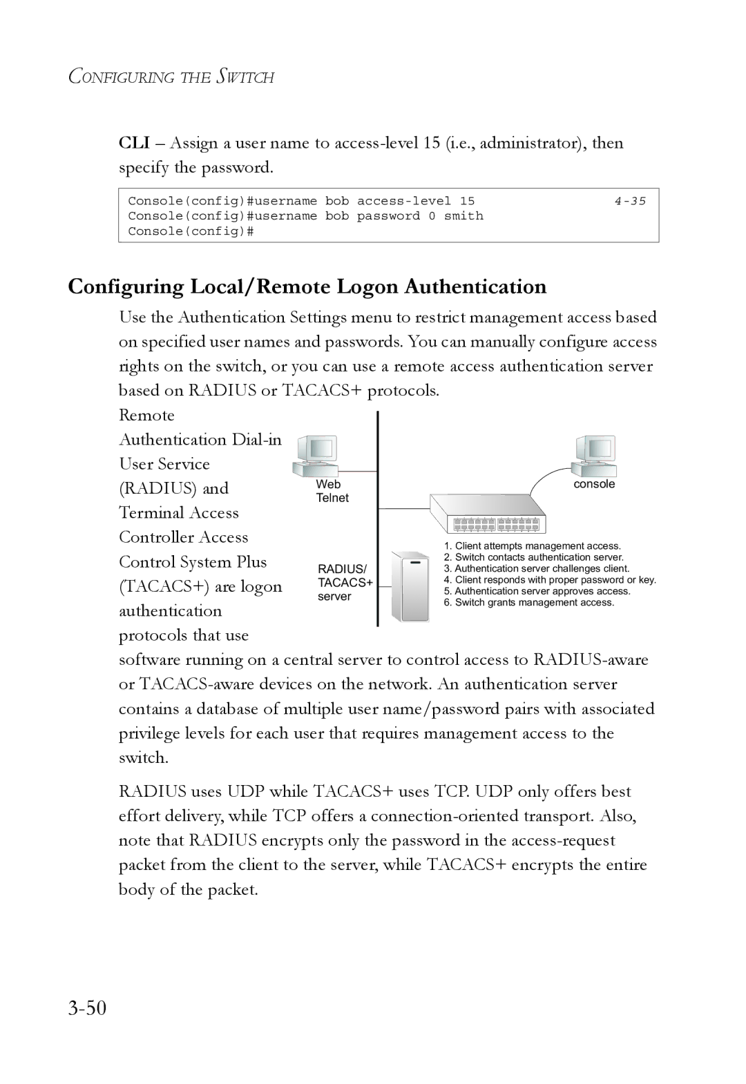 SMC Networks SMC6752AL2 manual Configuring Local/Remote Logon Authentication 