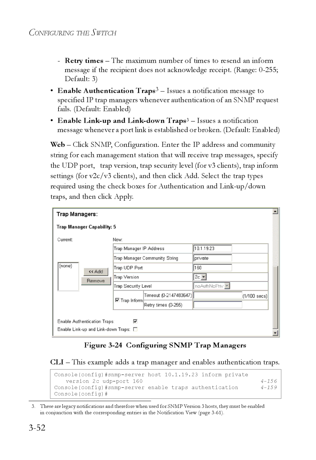 SMC Networks SMC6824M manual Configuring Snmp Trap Managers 