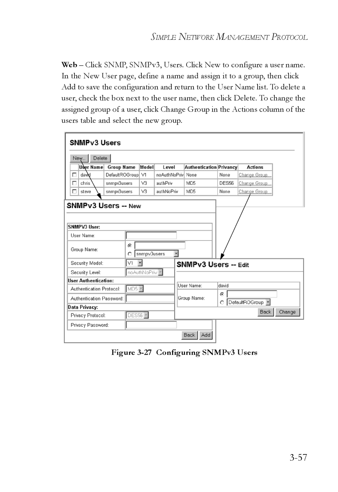 SMC Networks SMC6824M manual Configuring SNMPv3 Users 