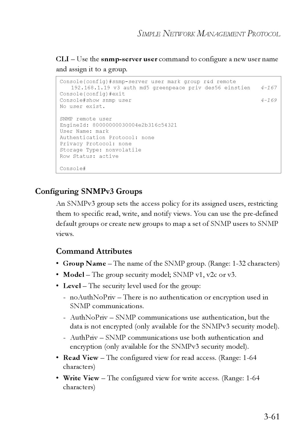 SMC Networks SMC6824M manual Configuring SNMPv3 Groups 