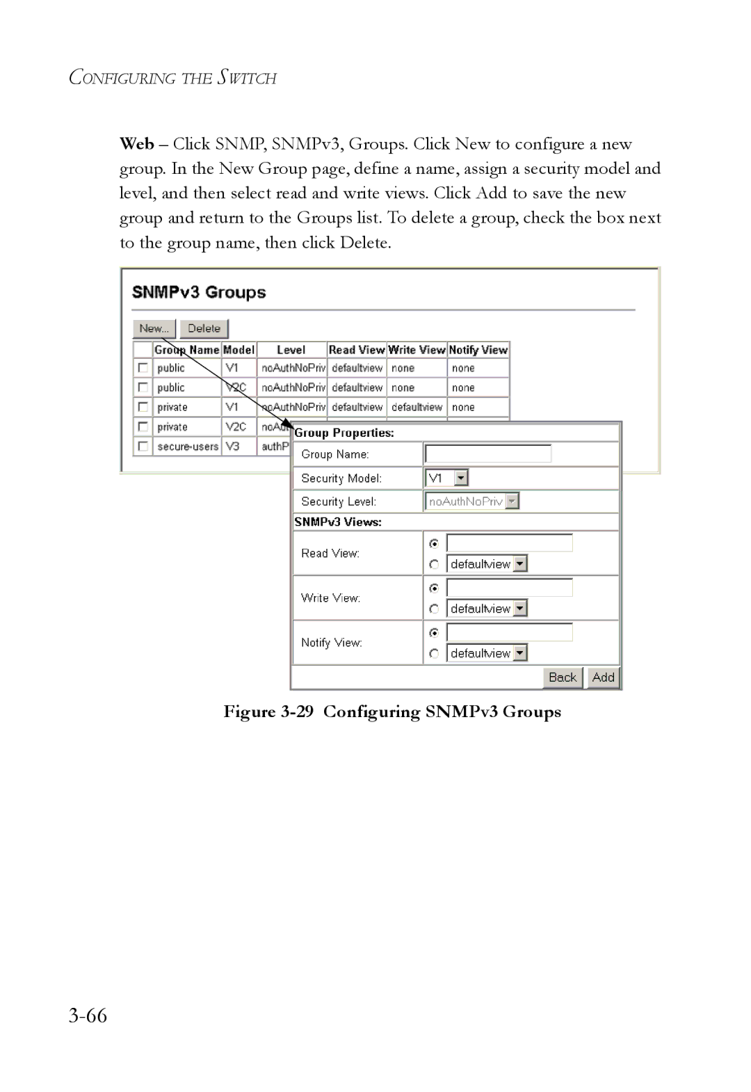 SMC Networks SMC6824M manual Configuring SNMPv3 Groups 