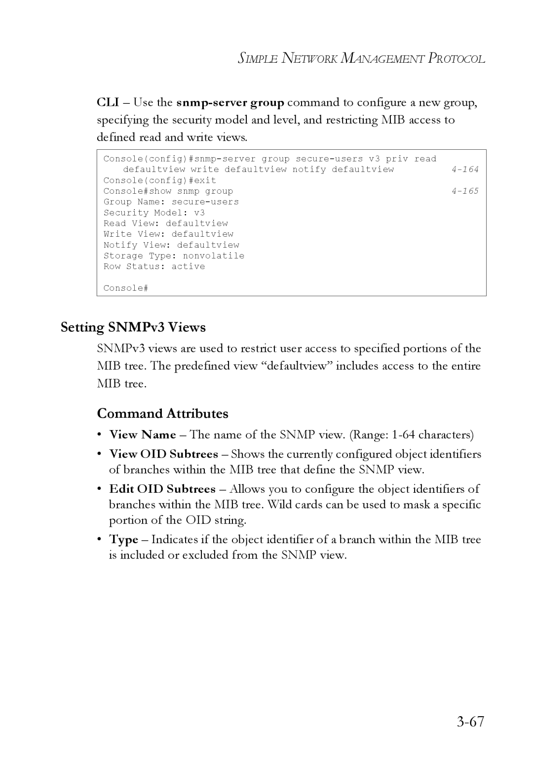 SMC Networks SMC6824M manual Setting SNMPv3 Views, 165 