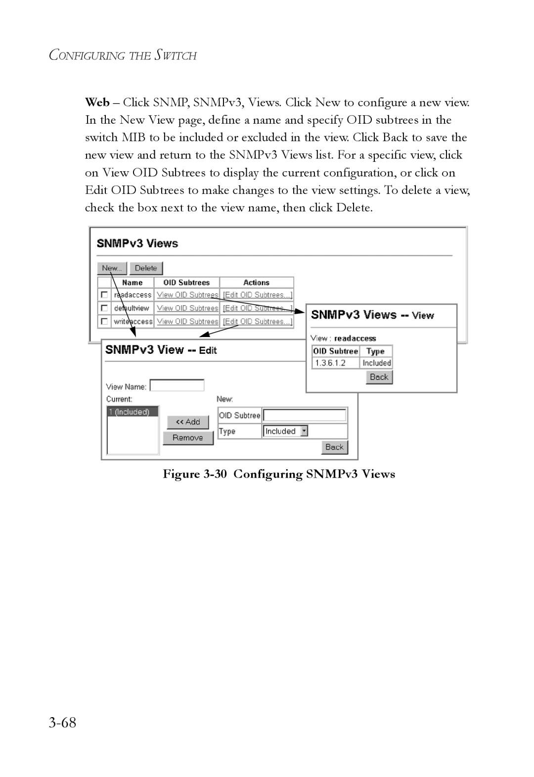 SMC Networks SMC6824M manual Configuring SNMPv3 Views 