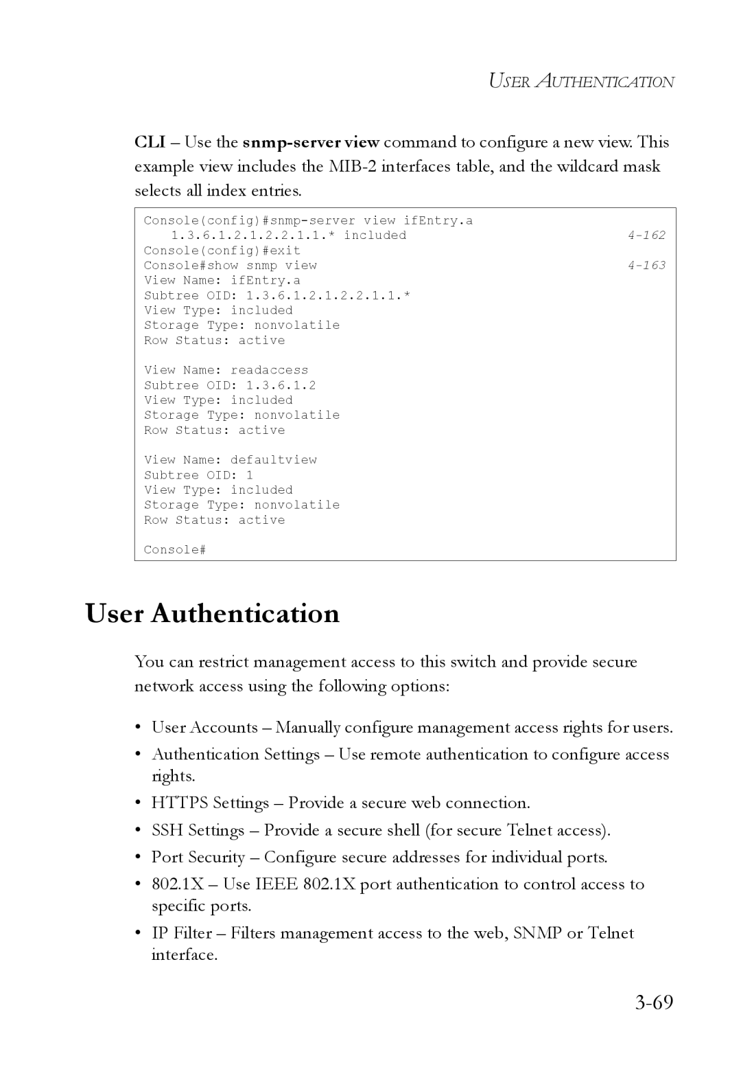 SMC Networks SMC6824M manual User Authentication, 163 