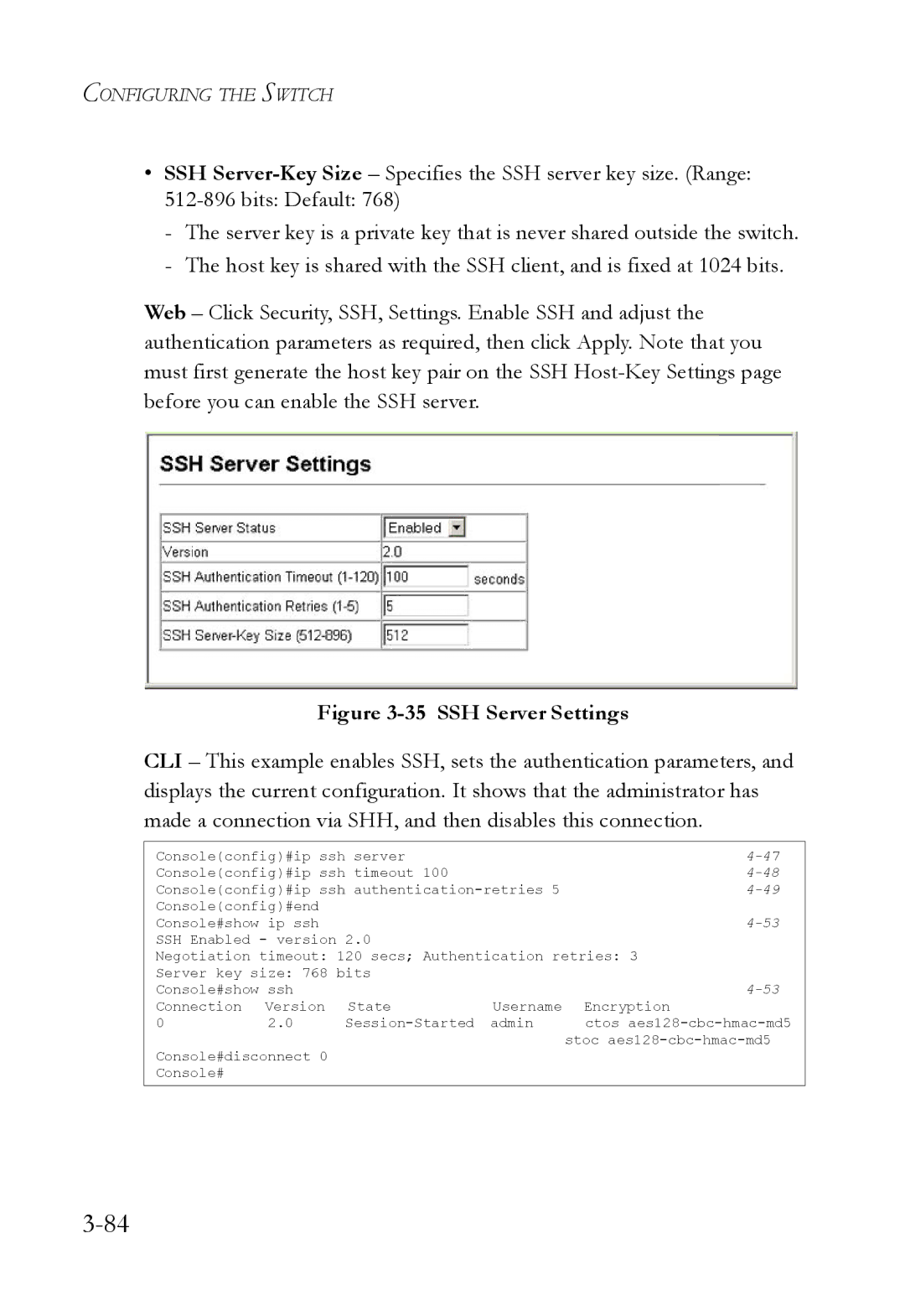 SMC Networks SMC6824M manual SSH Server Settings 