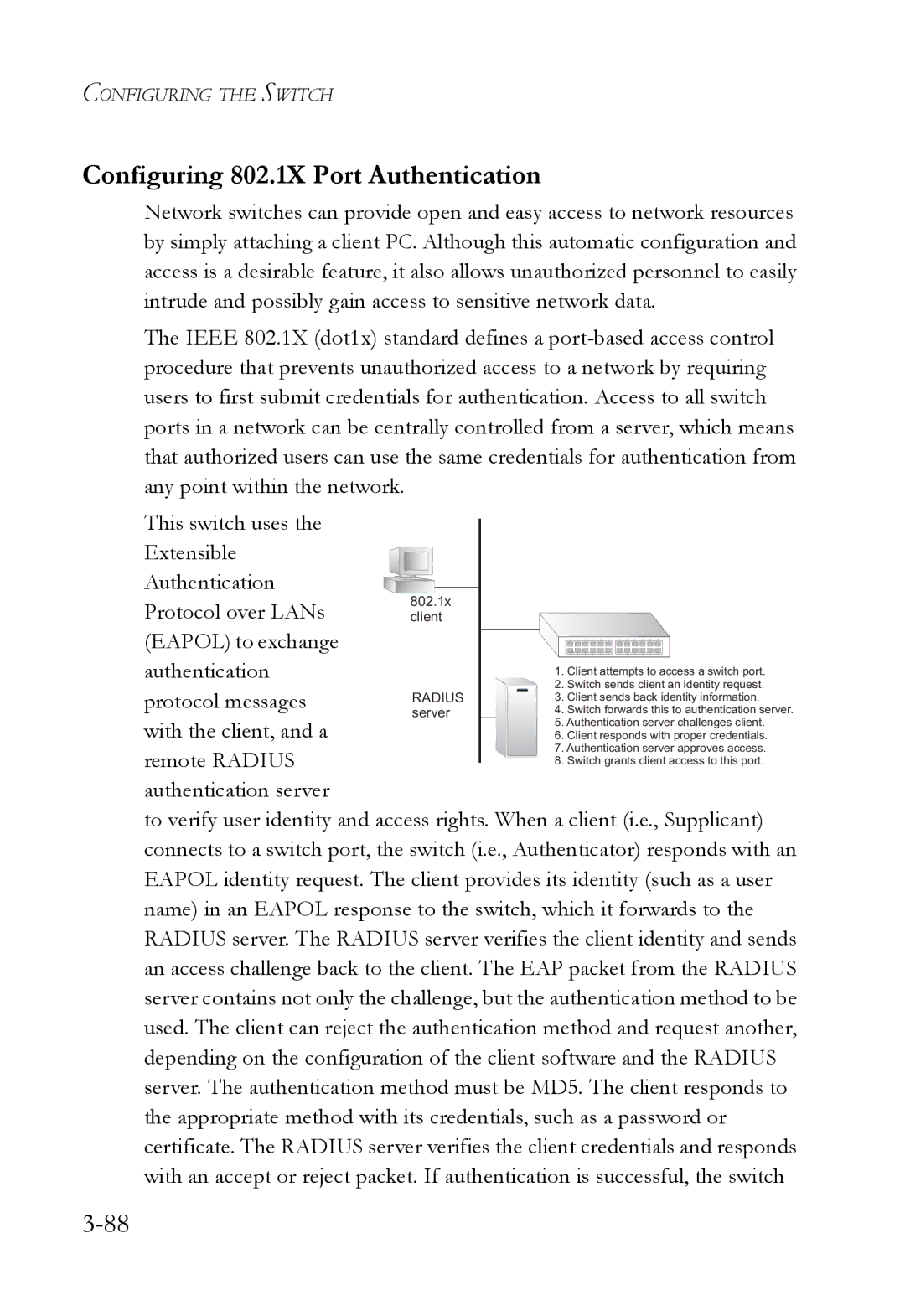 SMC Networks SMC6824M manual Configuring 802.1X Port Authentication 