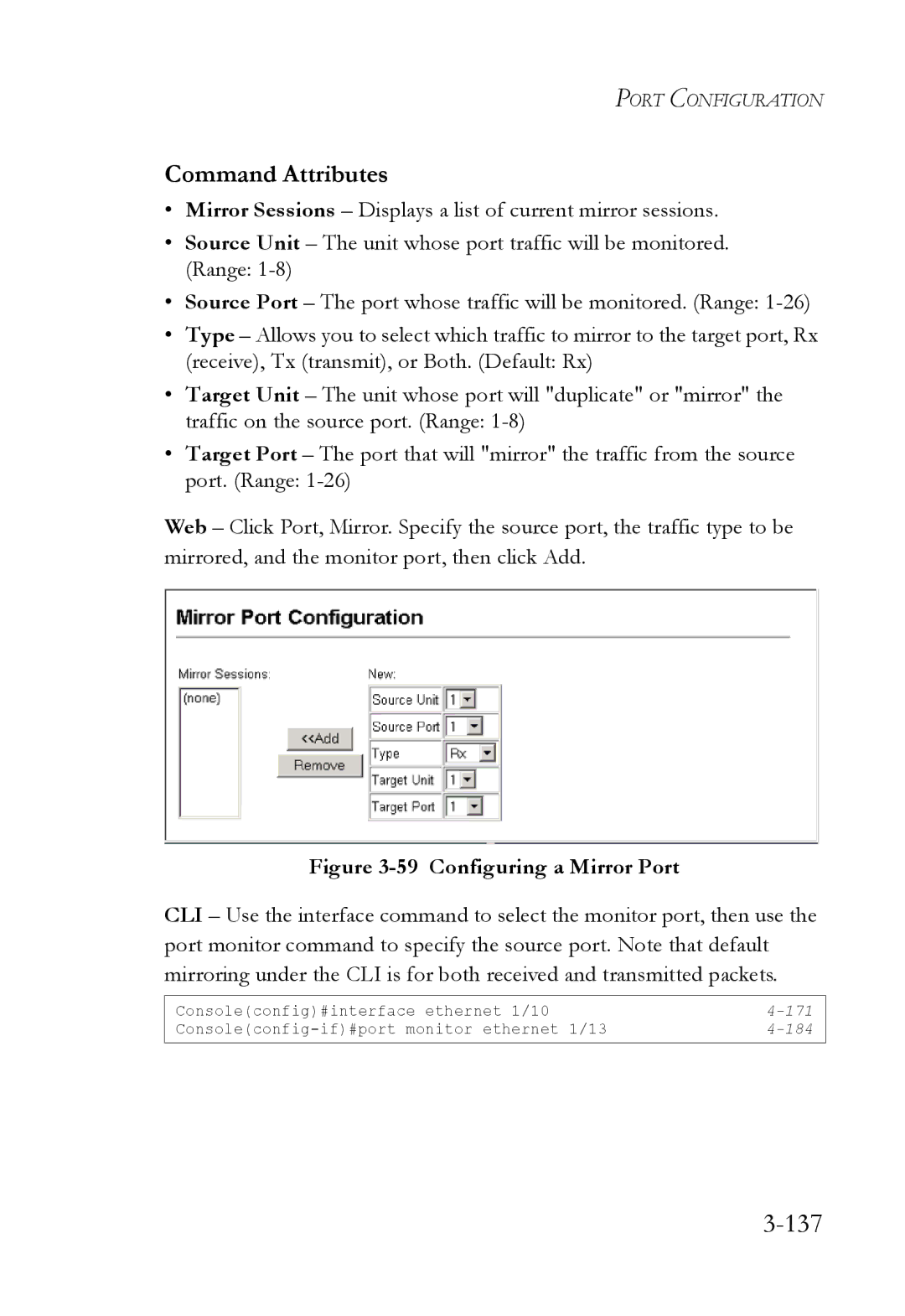 SMC Networks SMC6824M manual 137, Configuring a Mirror Port 