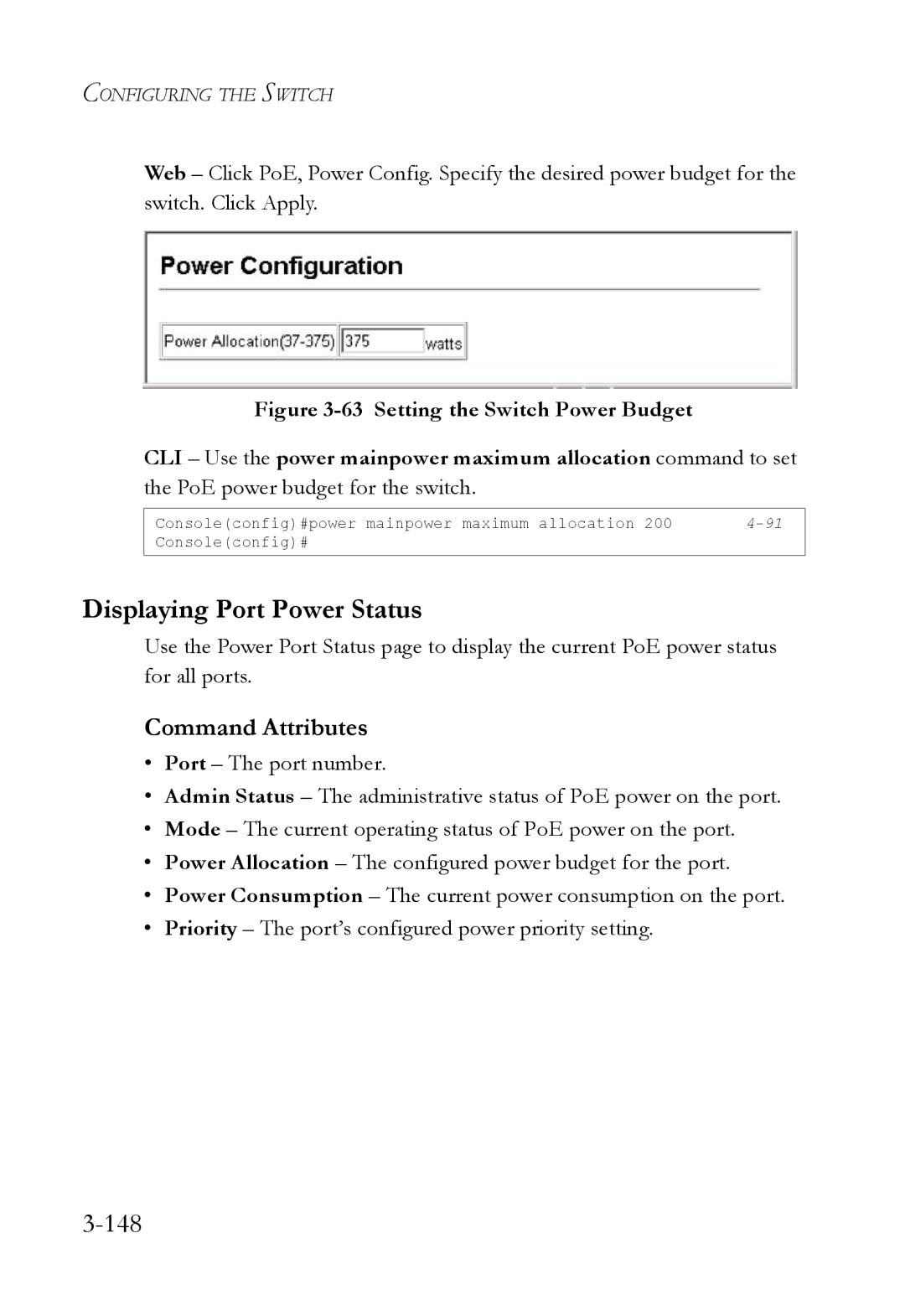 SMC Networks SMC6824M manual Displaying Port Power Status, 148 