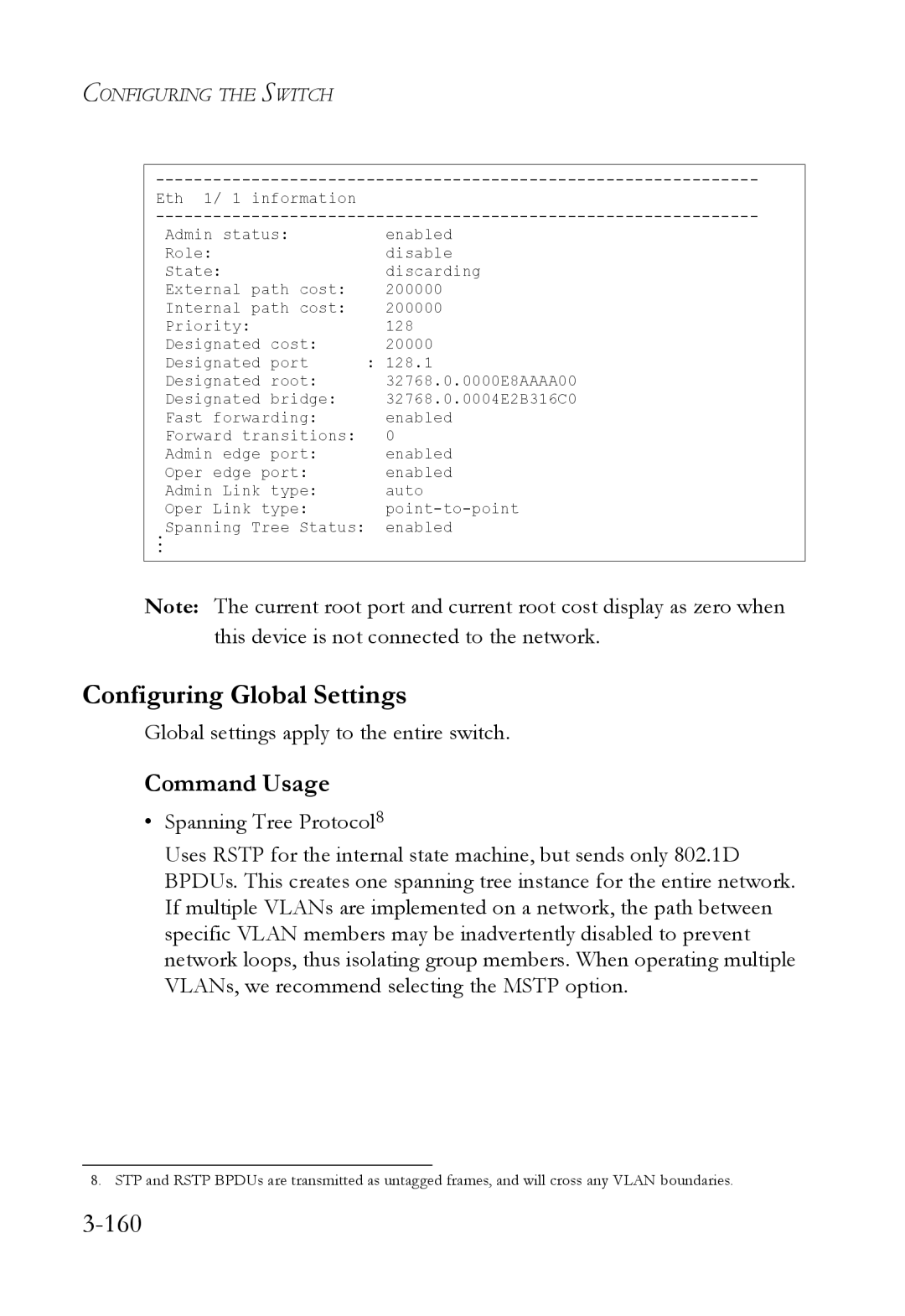 SMC Networks SMC6824M manual Configuring Global Settings, 160, Global settings apply to the entire switch 