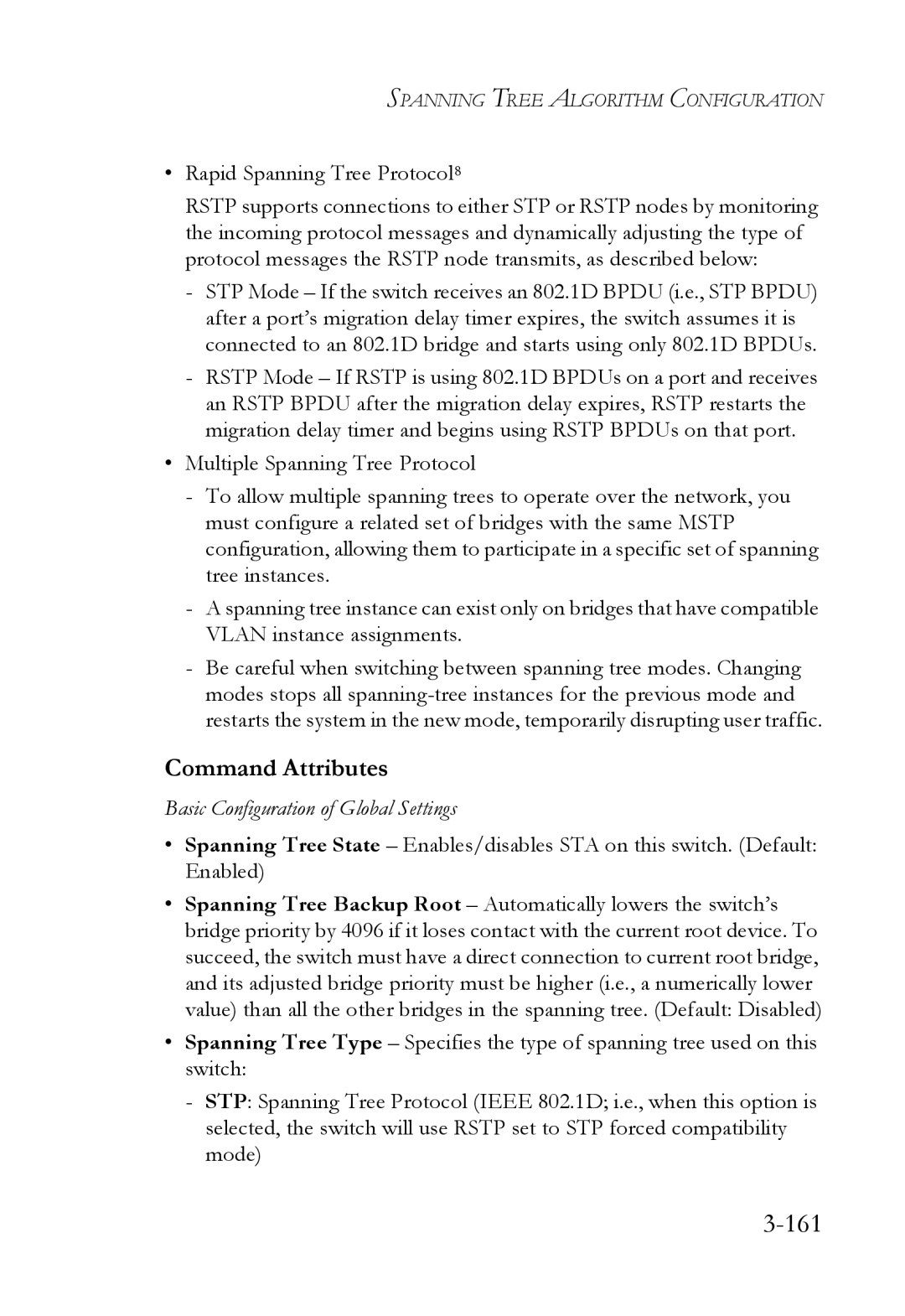 SMC Networks SMC6824M manual 161, Basic Configuration of Global Settings 