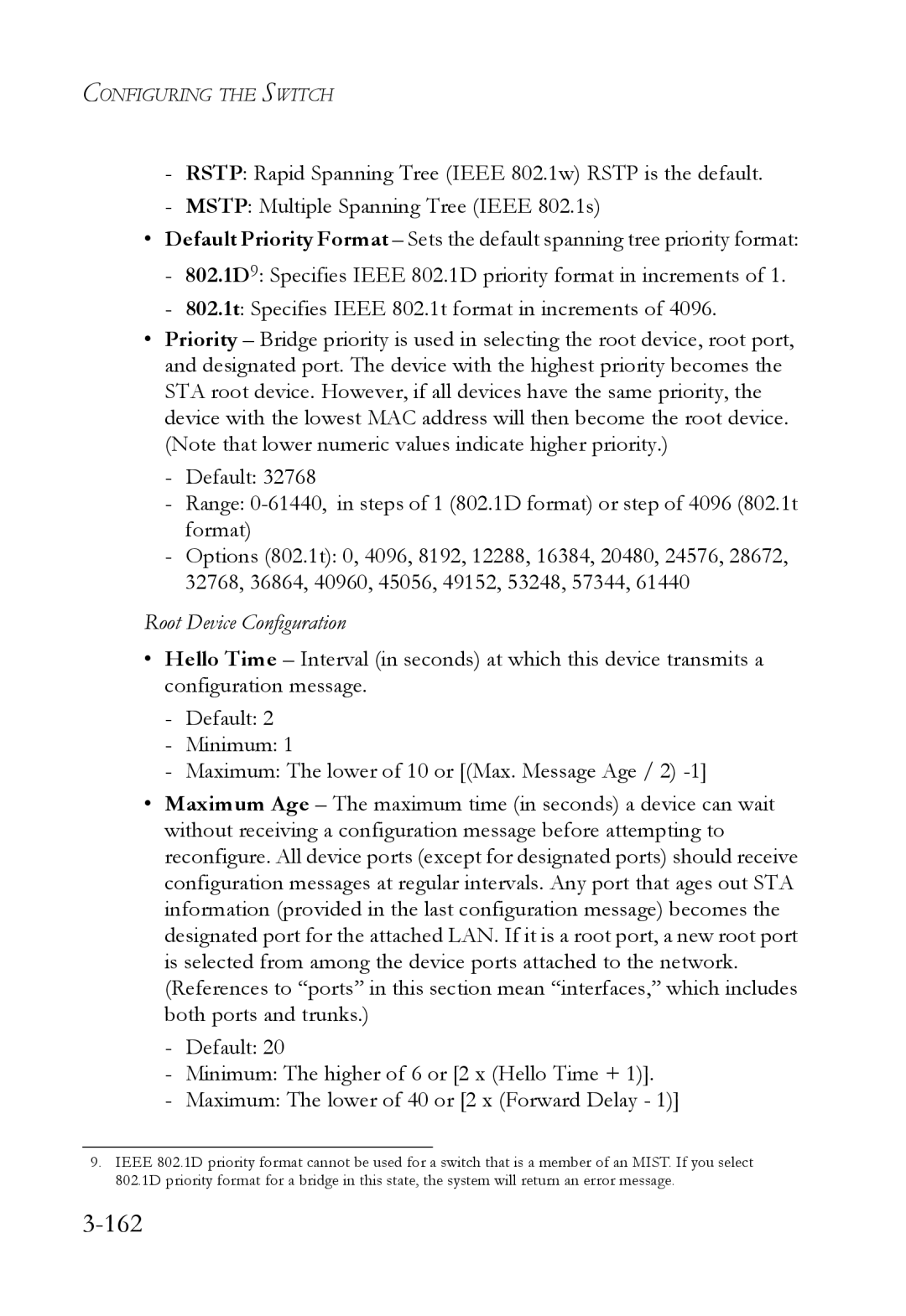 SMC Networks SMC6824M manual 162, Root Device Configuration 