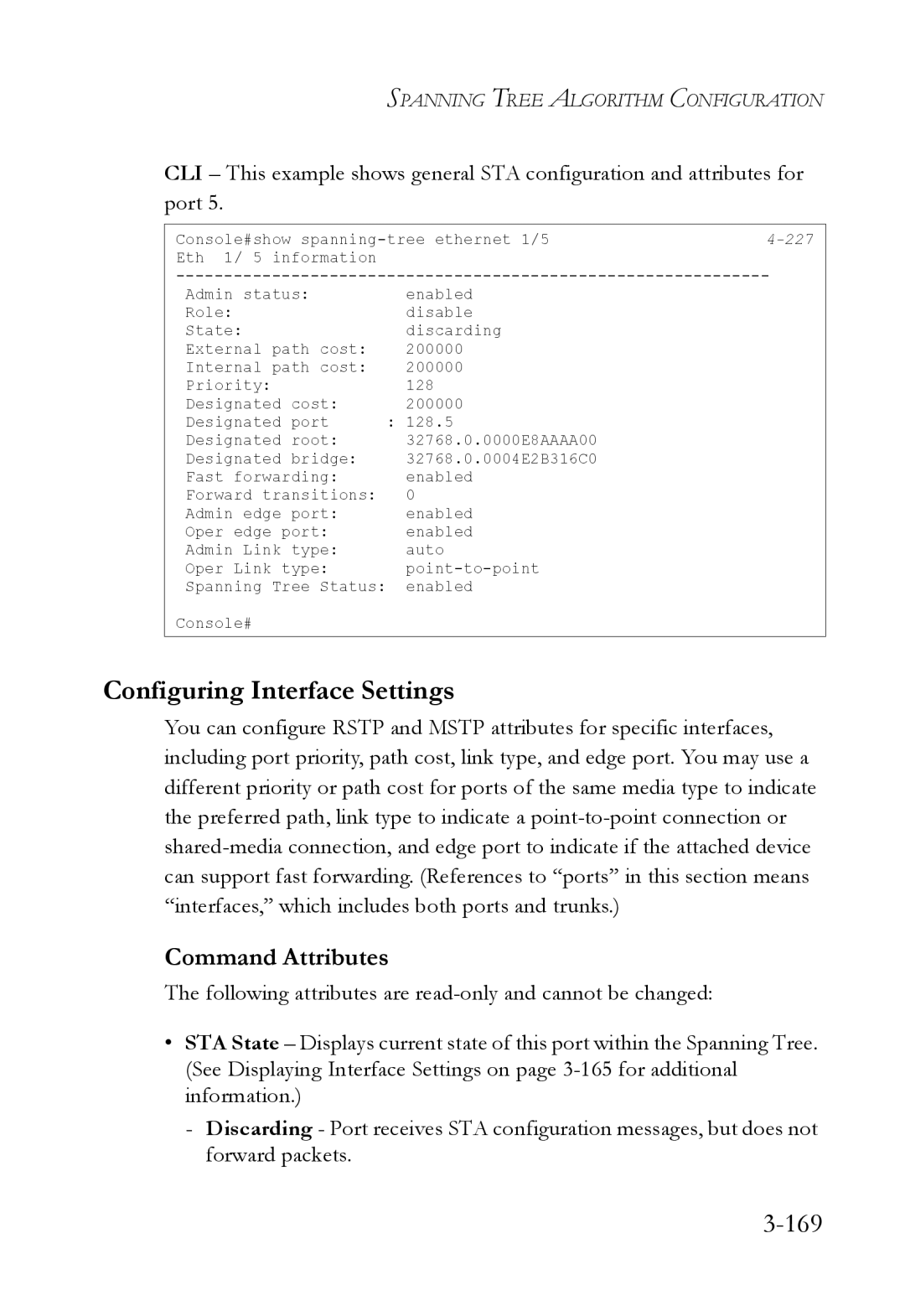 SMC Networks SMC6824M manual Configuring Interface Settings, 169 