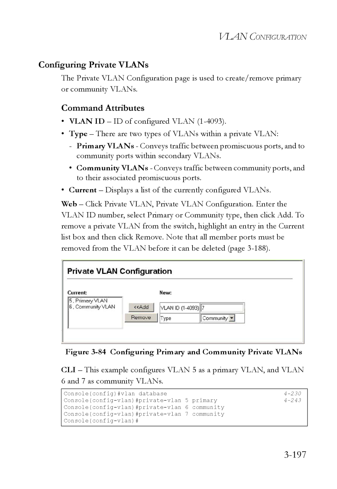 SMC Networks SMC6824M manual 197, Configuring Private VLANs 