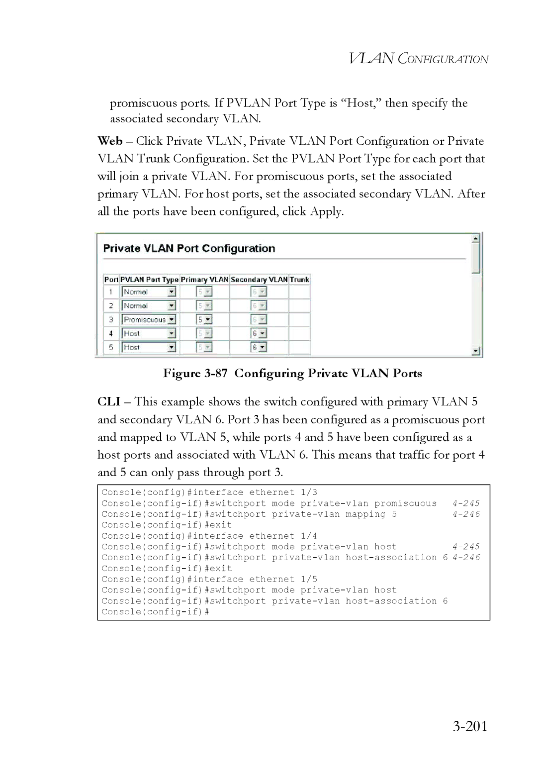 SMC Networks SMC6824M manual 201, Configuring Private Vlan Ports 