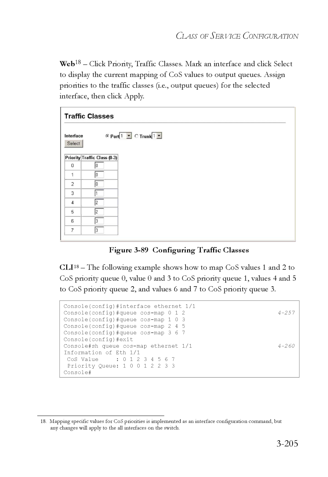 SMC Networks SMC6824M manual 205, Configuring Traffic Classes 