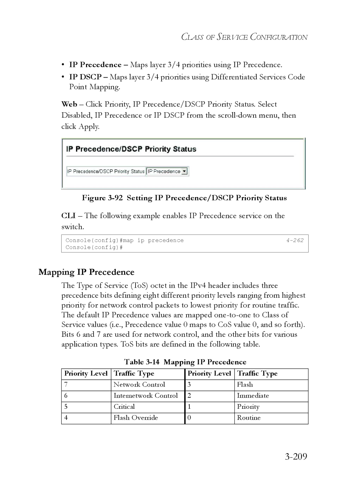 SMC Networks SMC6824M manual 209, Mapping IP Precedence 