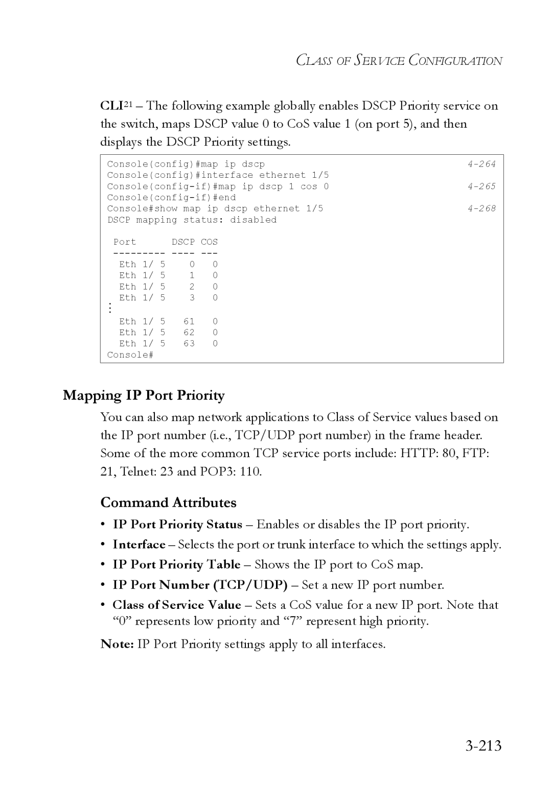 SMC Networks SMC6824M manual 213, Mapping IP Port Priority 