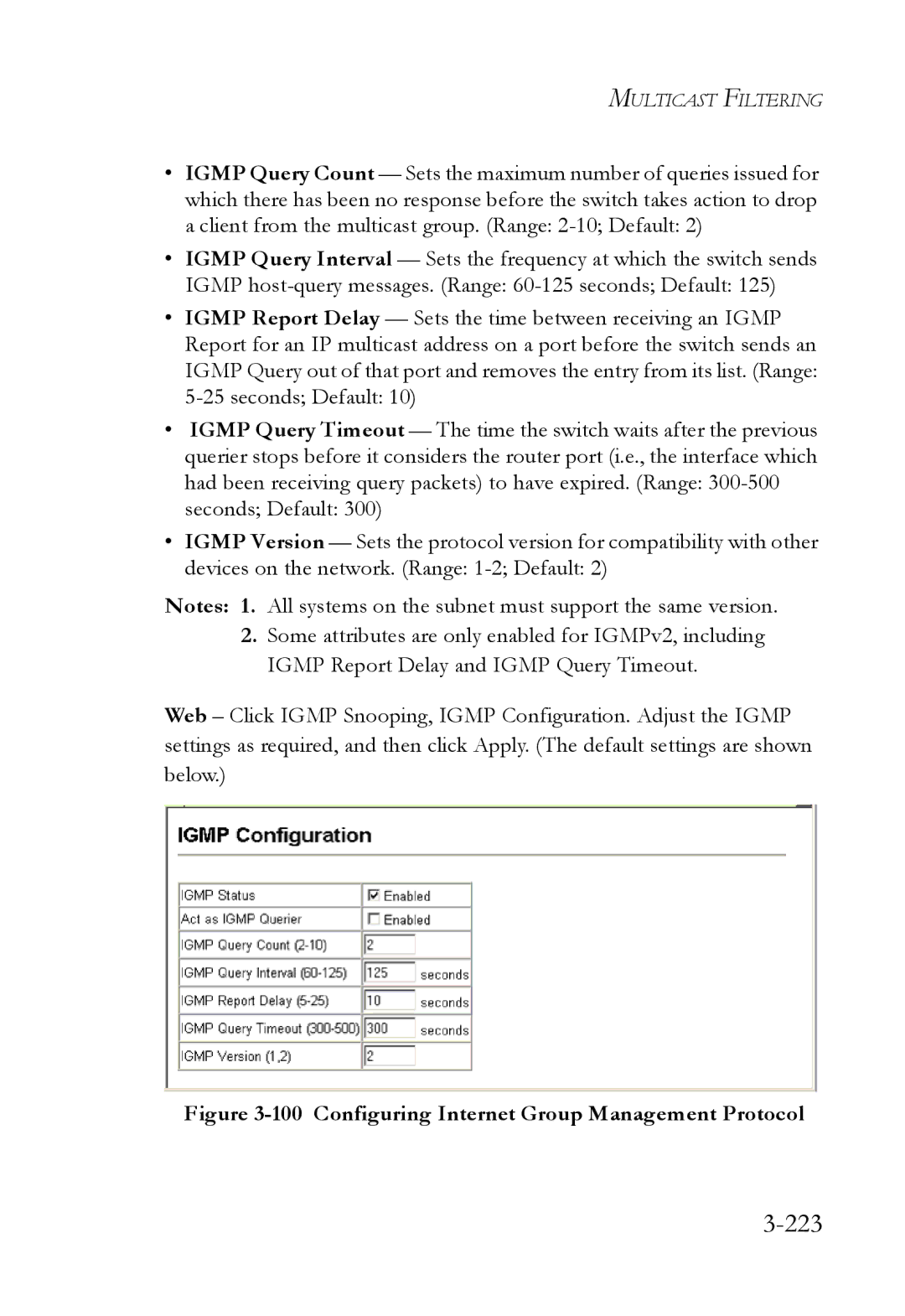 SMC Networks SMC6824M manual 223, Configuring Internet Group Management Protocol 