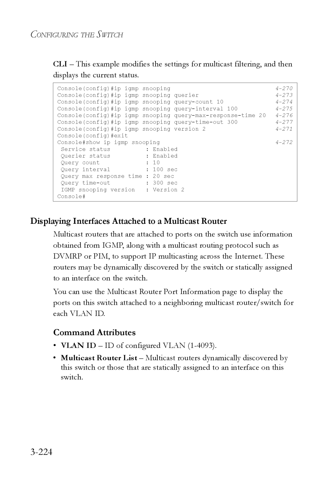 SMC Networks SMC6824M manual 224, Displaying Interfaces Attached to a Multicast Router 