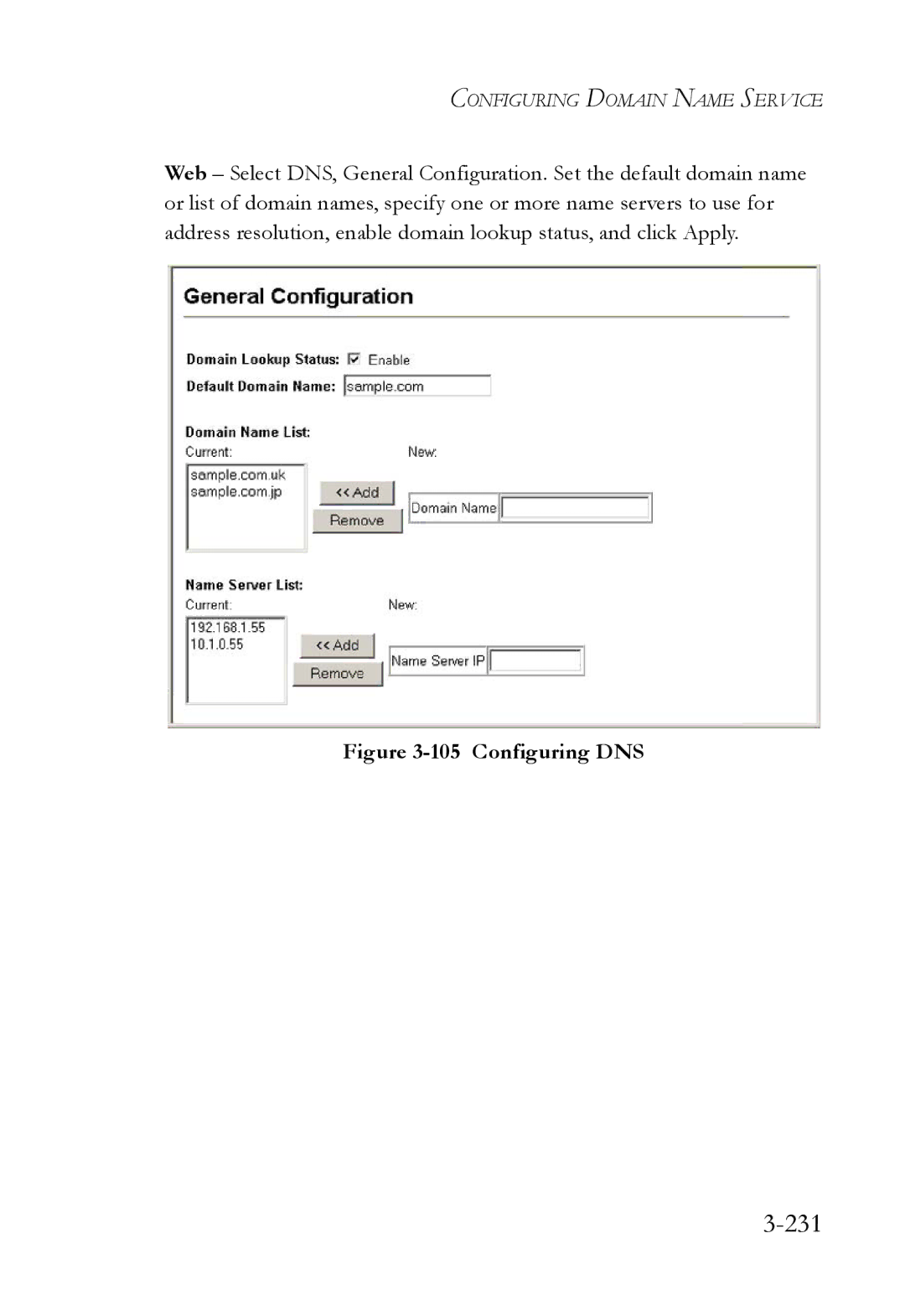SMC Networks SMC6824M manual 231, Configuring DNS 
