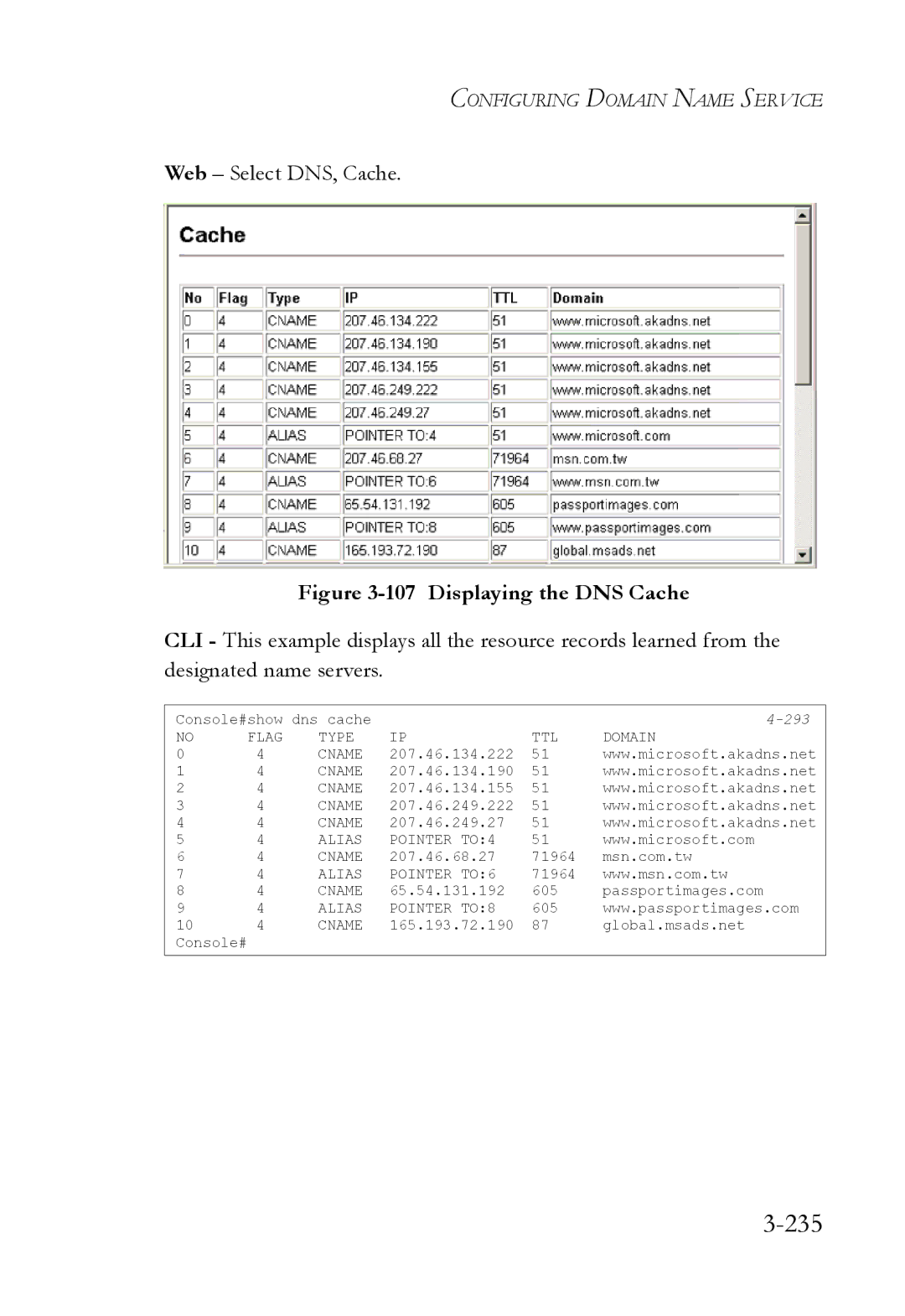 SMC Networks SMC6824M manual 235, Web Select DNS, Cache 