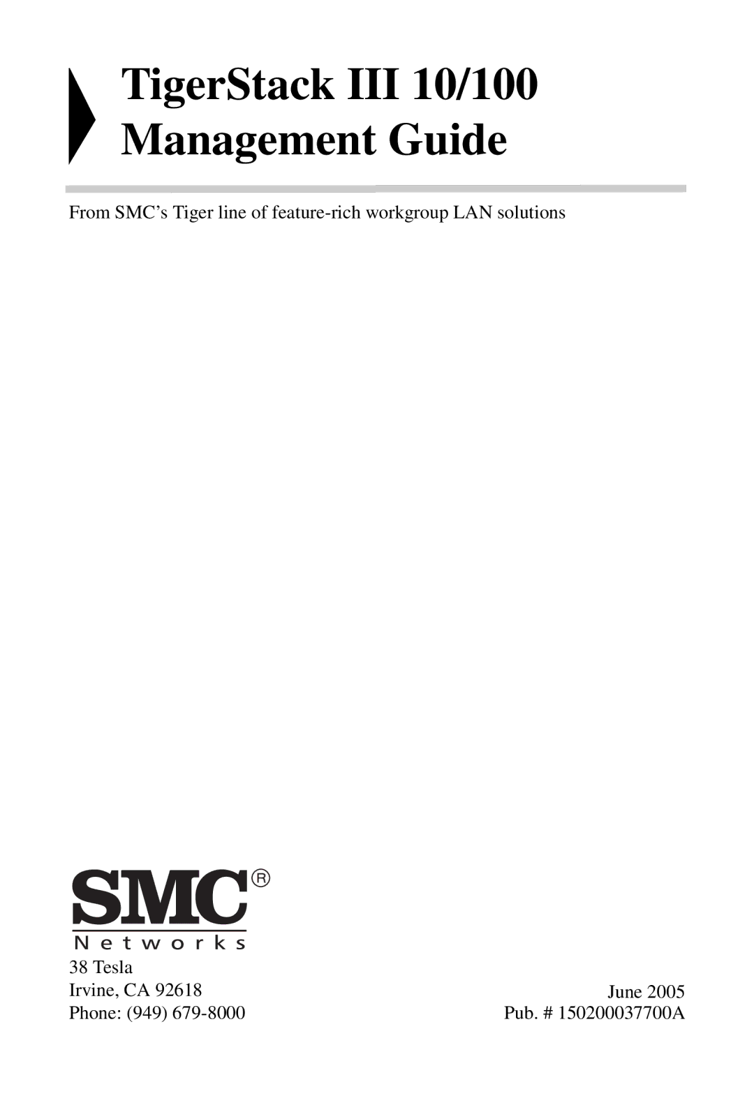 SMC Networks SMC6824M manual TigerStack III 10/100 Management Guide 