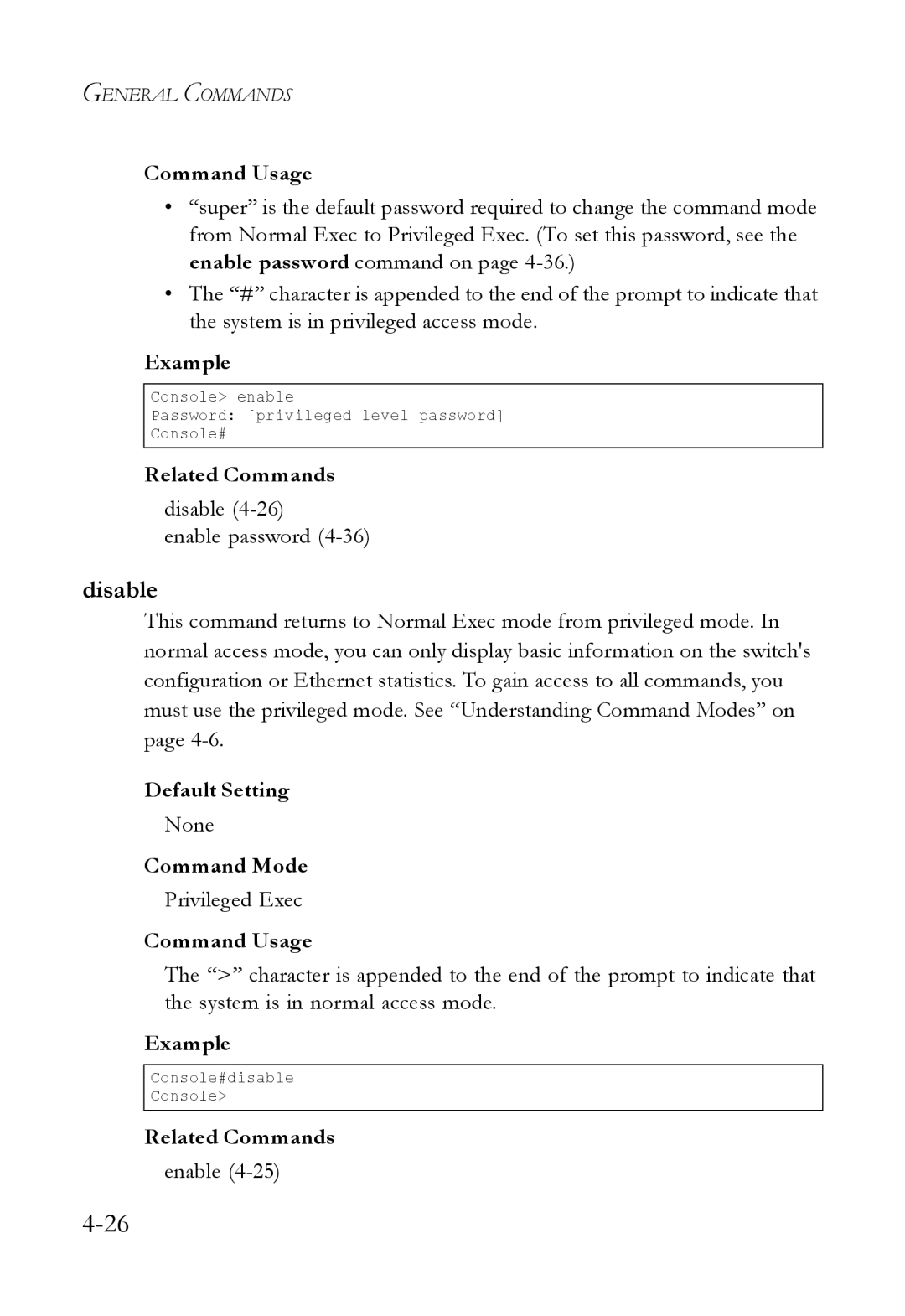 SMC Networks SMC6824M manual Disable Enable password, None 