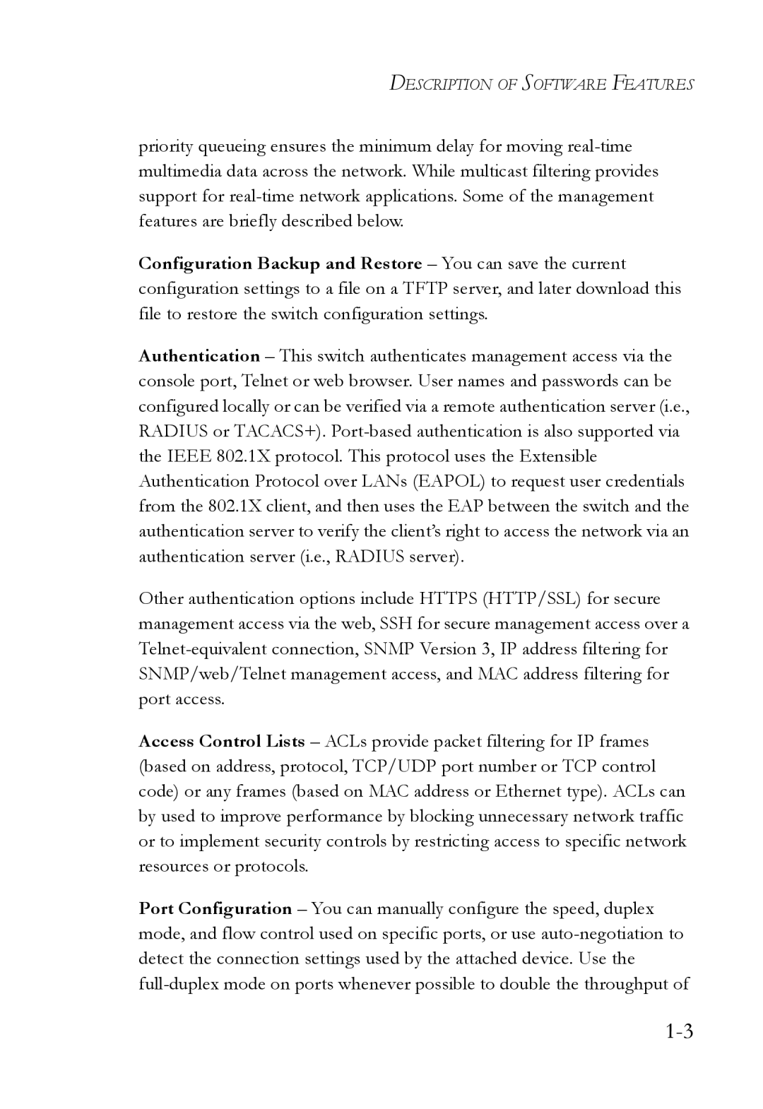 SMC Networks SMC6824M manual Description of Software Features 