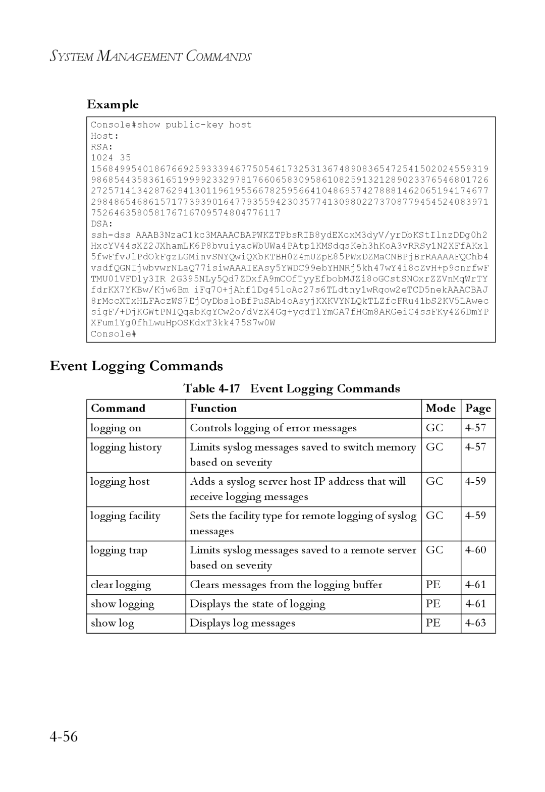 SMC Networks SMC6824M manual Event Logging Commands 