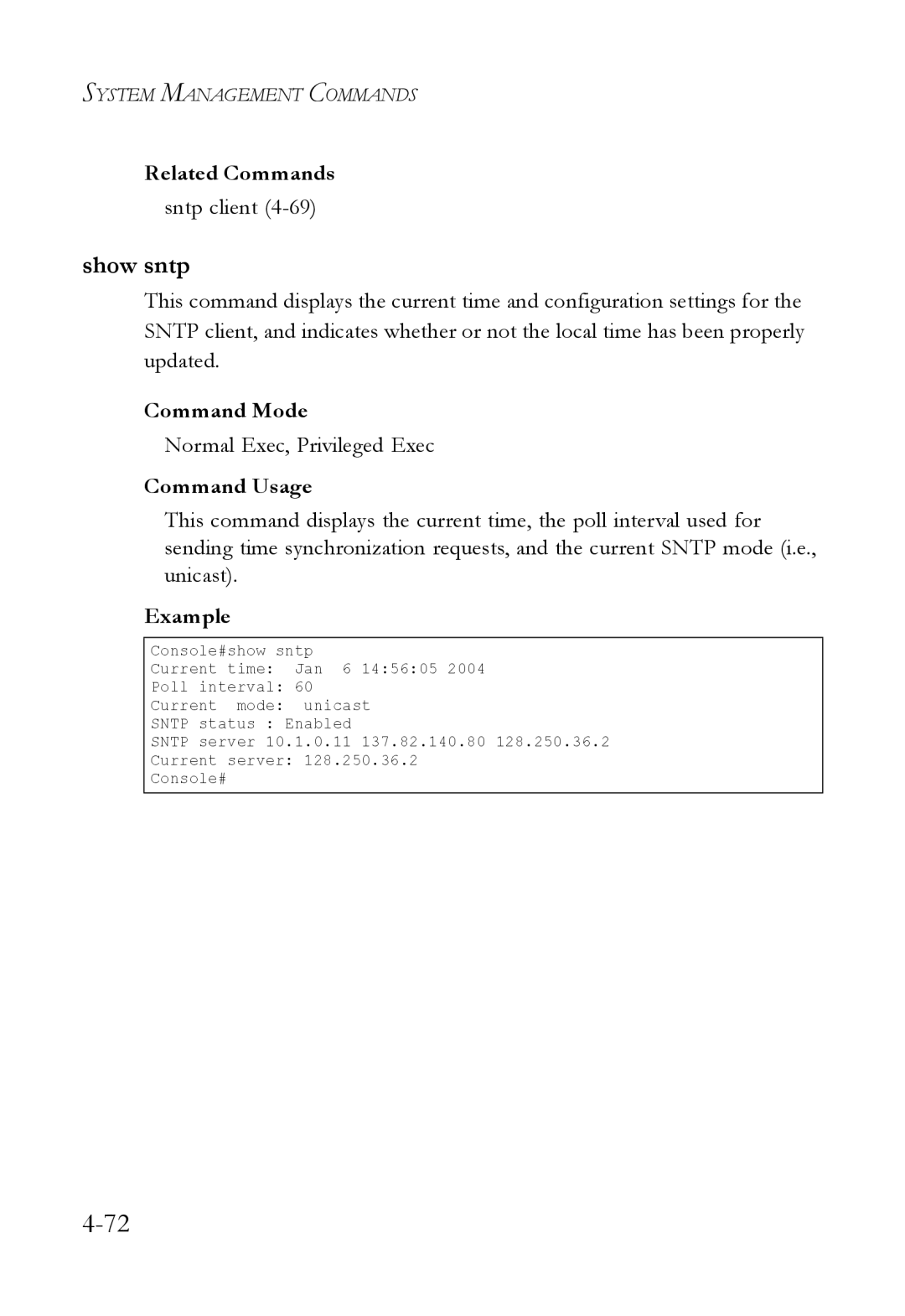 SMC Networks SMC6824M manual Show sntp, Sntp client 