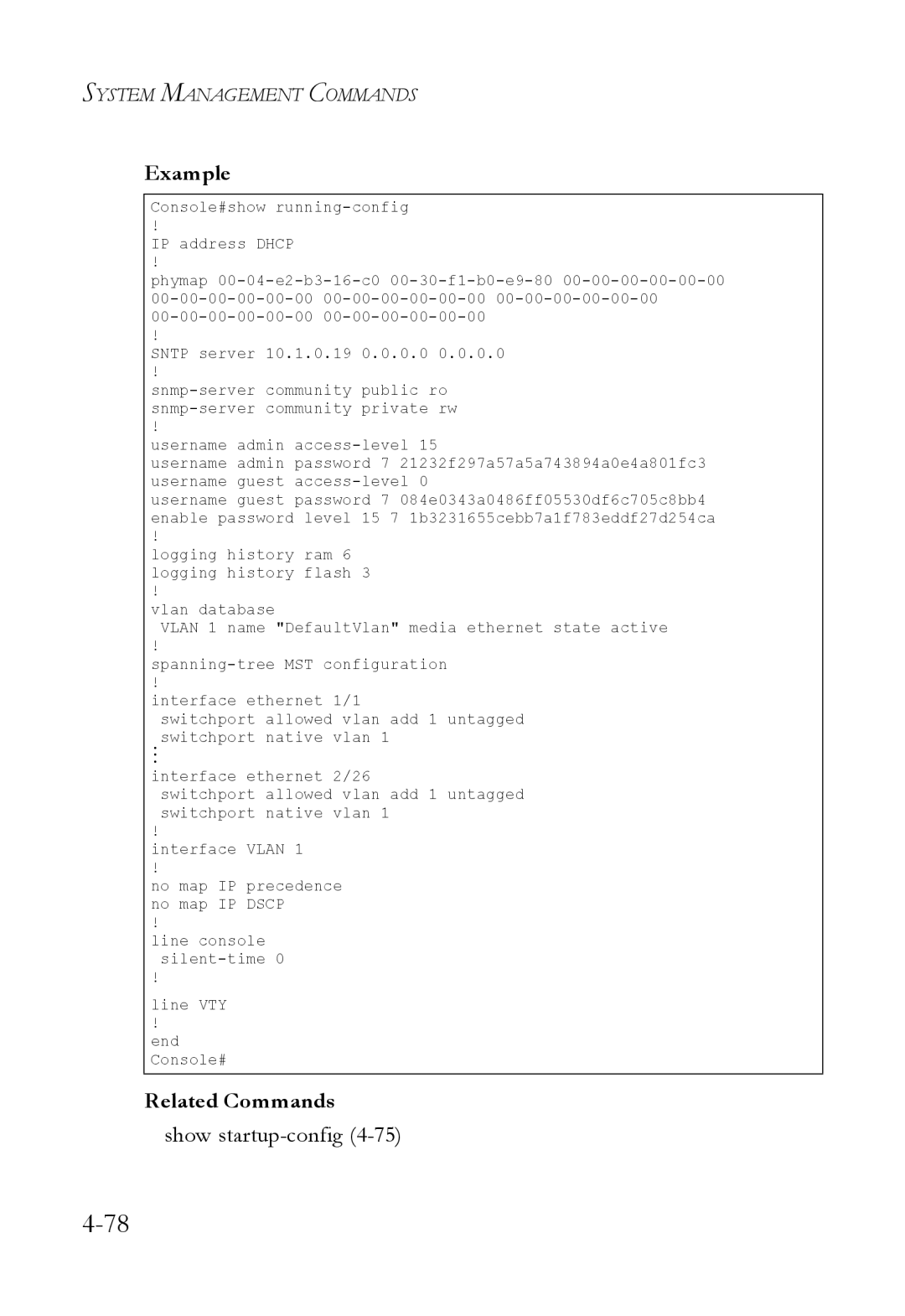 SMC Networks SMC6824M manual Show startup-config 