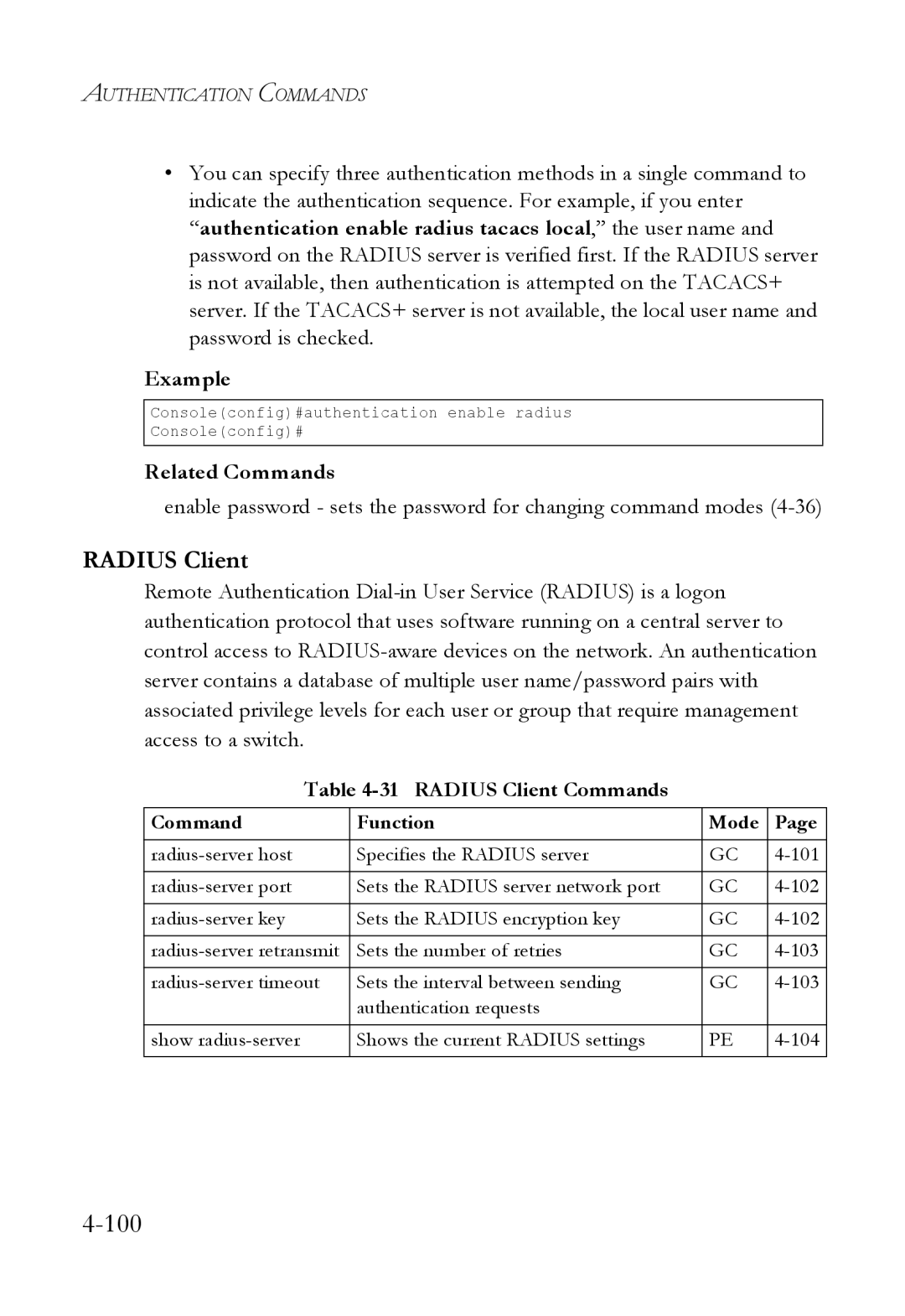 SMC Networks SMC6824M manual Radius Client Commands 