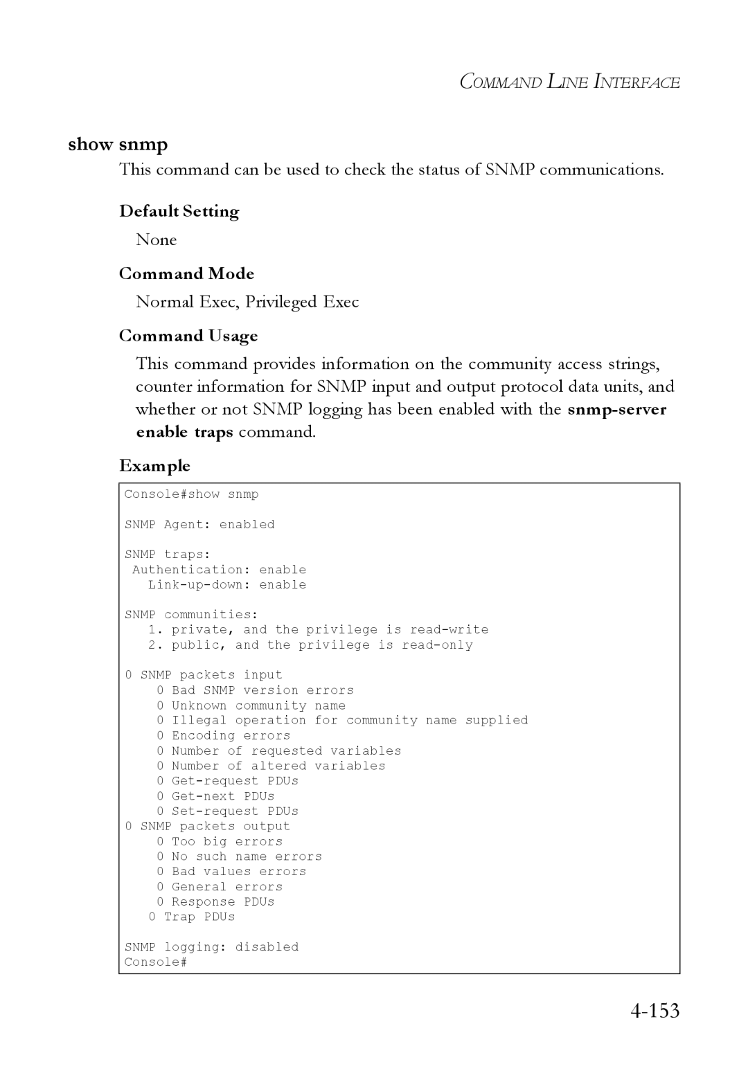 SMC Networks SMC6824M manual Show snmp, None 