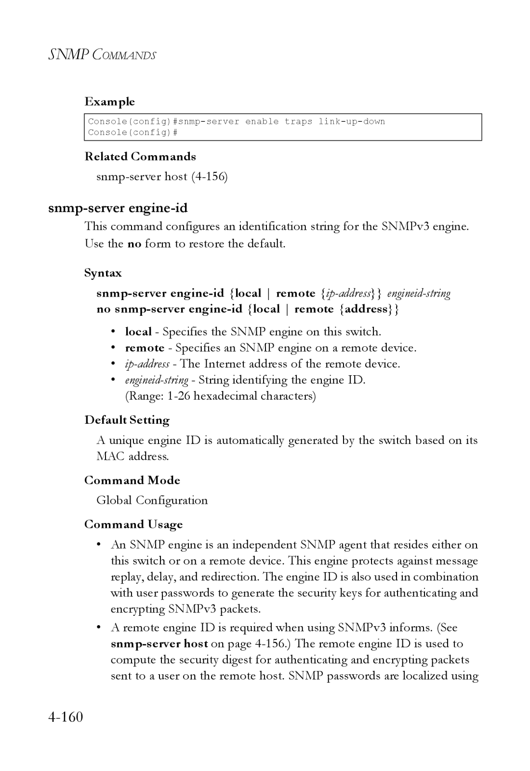 SMC Networks SMC6824M manual Snmp-server engine-id, Snmp-server host 