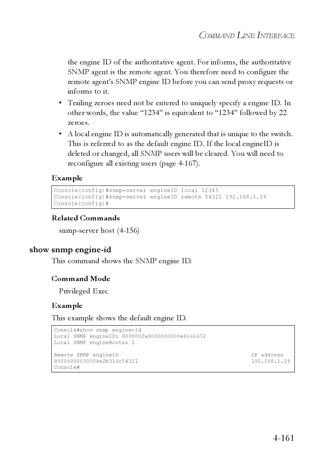 SMC Networks SMC6824M Show snmp engine-id, This command shows the Snmp engine ID, This example shows the default engine ID 