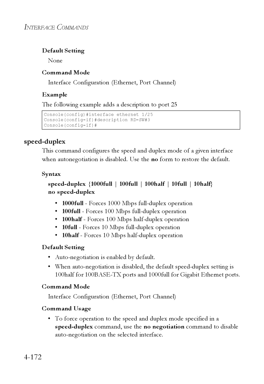 SMC Networks SMC6824M manual Speed-duplex, Interface Configuration Ethernet, Port Channel 