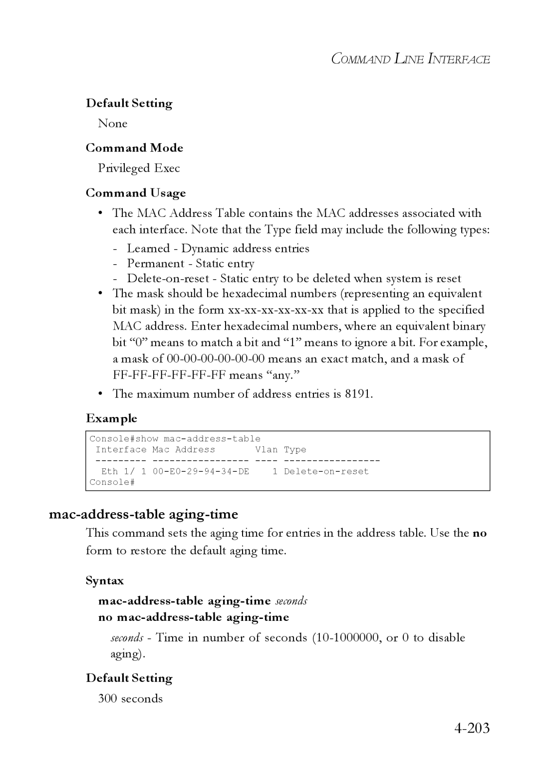 SMC Networks SMC6824M manual Mac-address-table aging-time, Seconds 