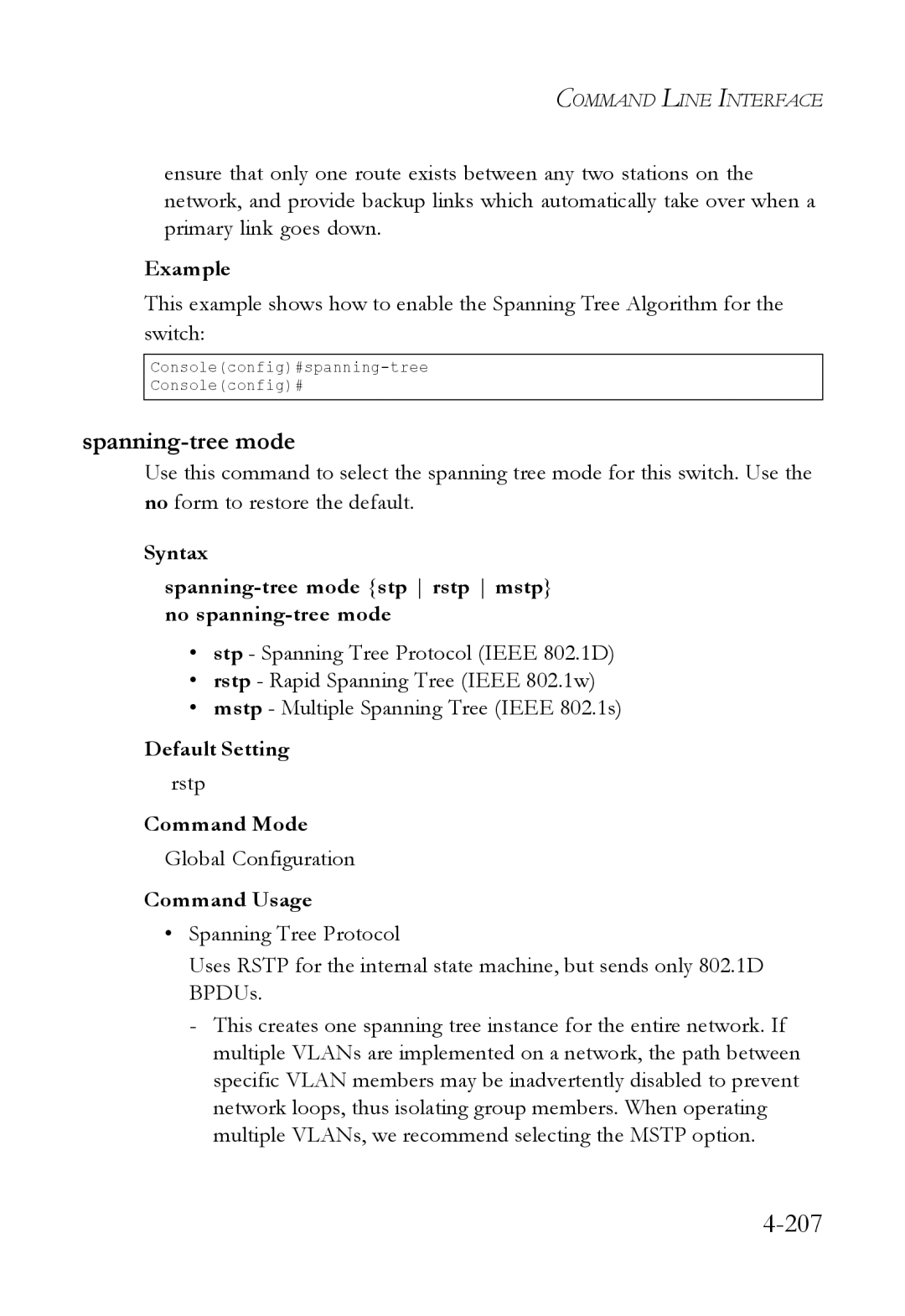 SMC Networks SMC6824M manual Spanning-tree mode, Rstp 