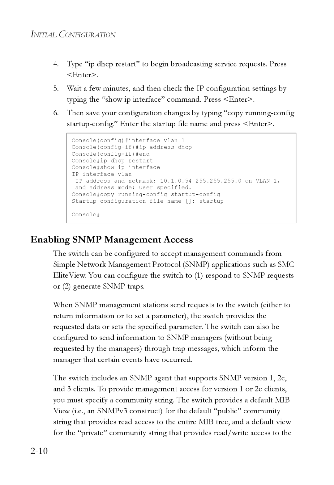 SMC Networks SMC6824M manual Enabling Snmp Management Access 