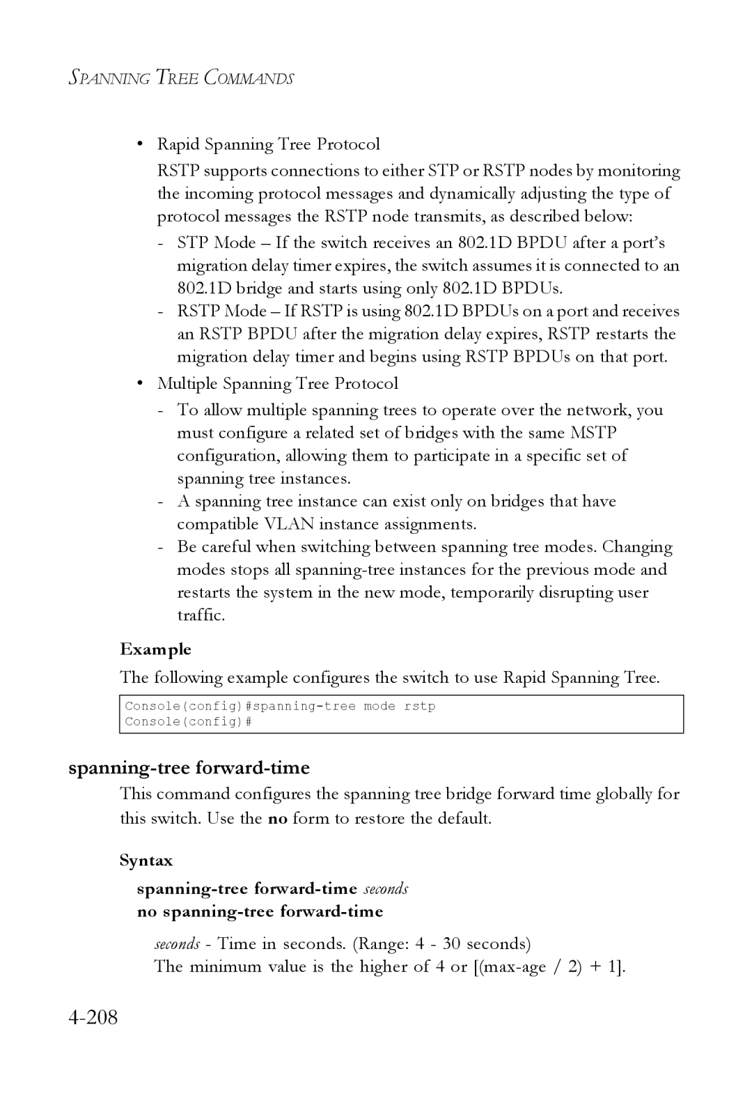 SMC Networks SMC6824M manual 208, Spanning-tree forward-time 