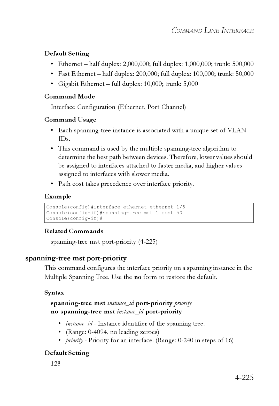 SMC Networks SMC6824M manual Spanning-tree mst port-priority4-225 