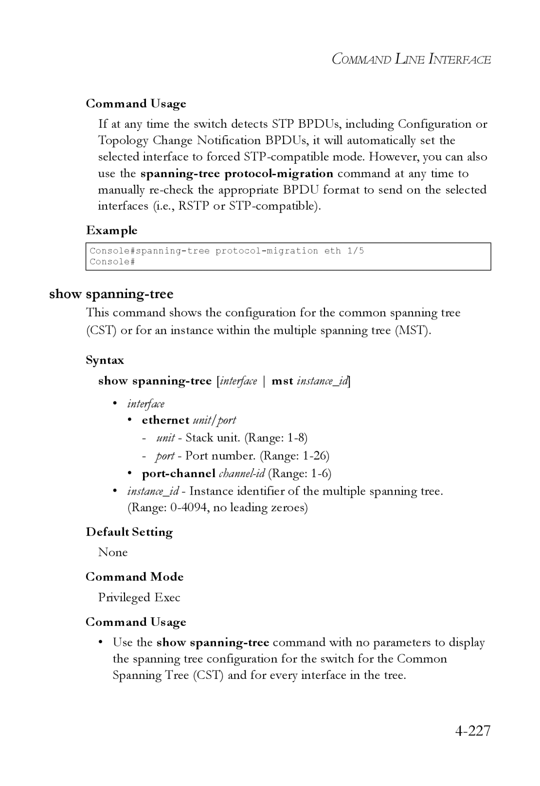 SMC Networks SMC6824M manual Syntax Show spanning-tree interface mst instanceid 