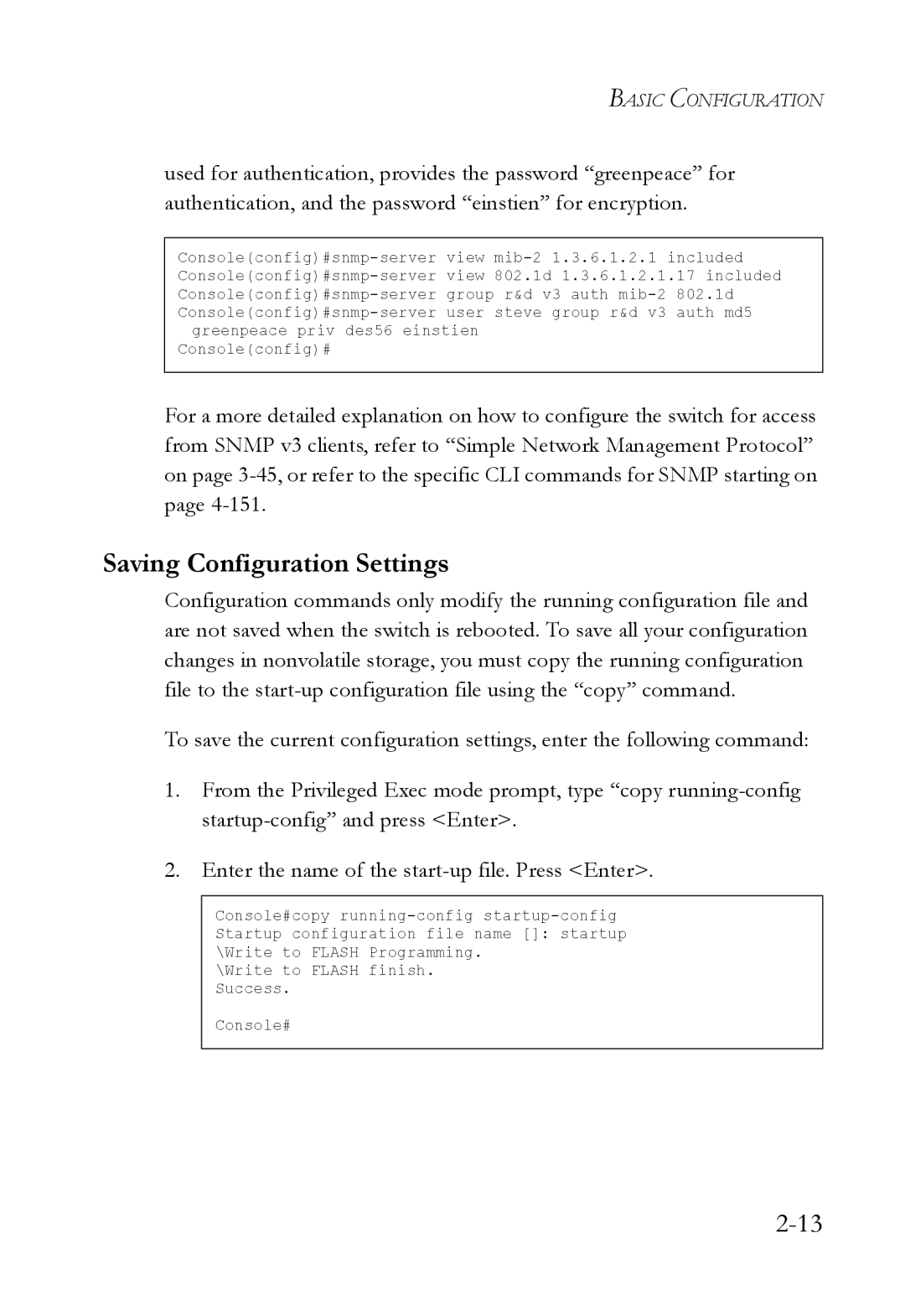SMC Networks SMC6824M manual Saving Configuration Settings 